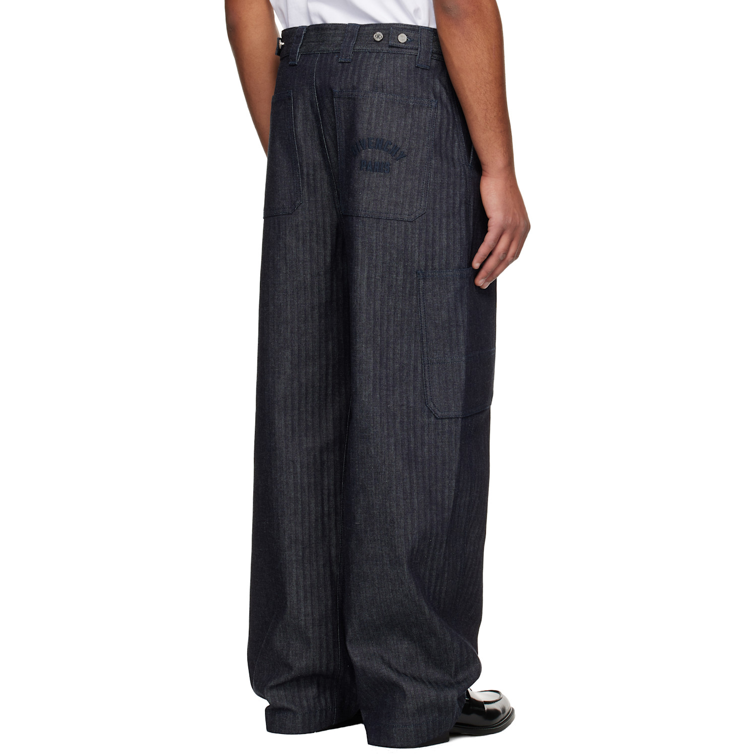  Givenchy Navy Herringbone Denim Cargo Pants 