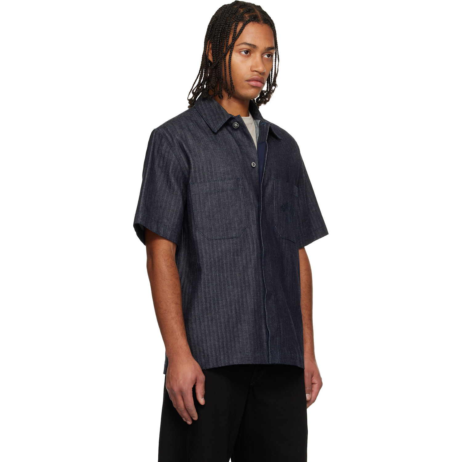  Givenchy Navy Herringbone Denim Shirt 
