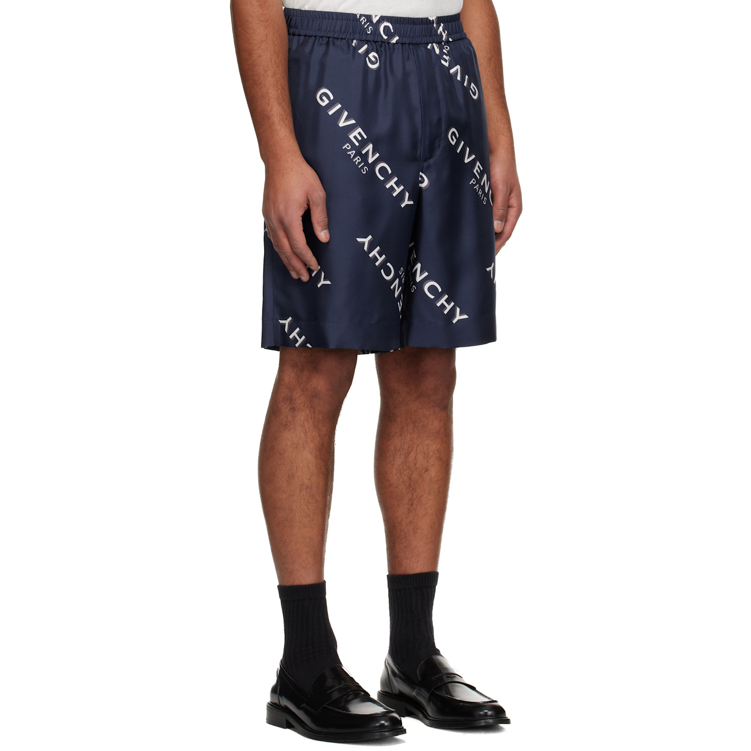  Givenchy Navy Silk Twill Bermuda Shorts 