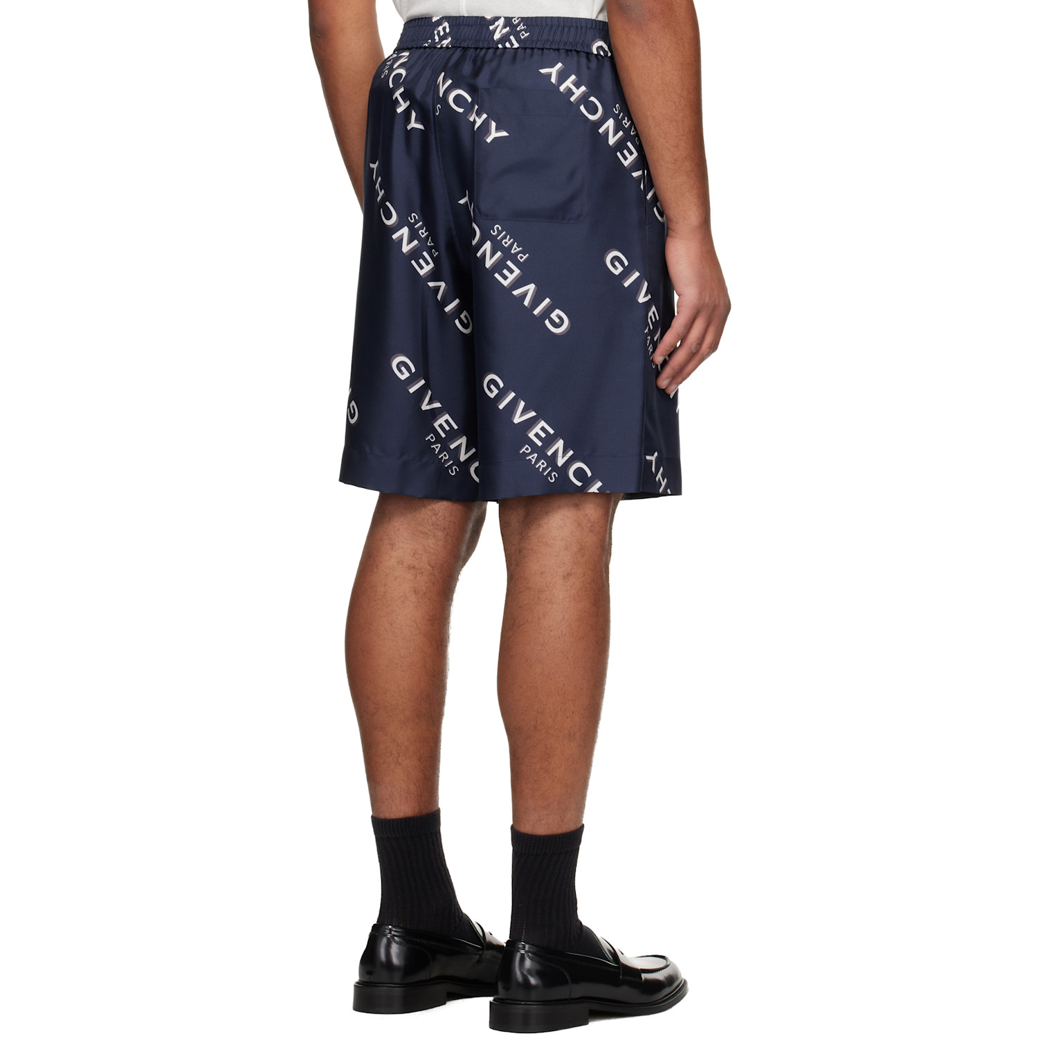  Givenchy Navy Silk Twill Bermuda Shorts 
