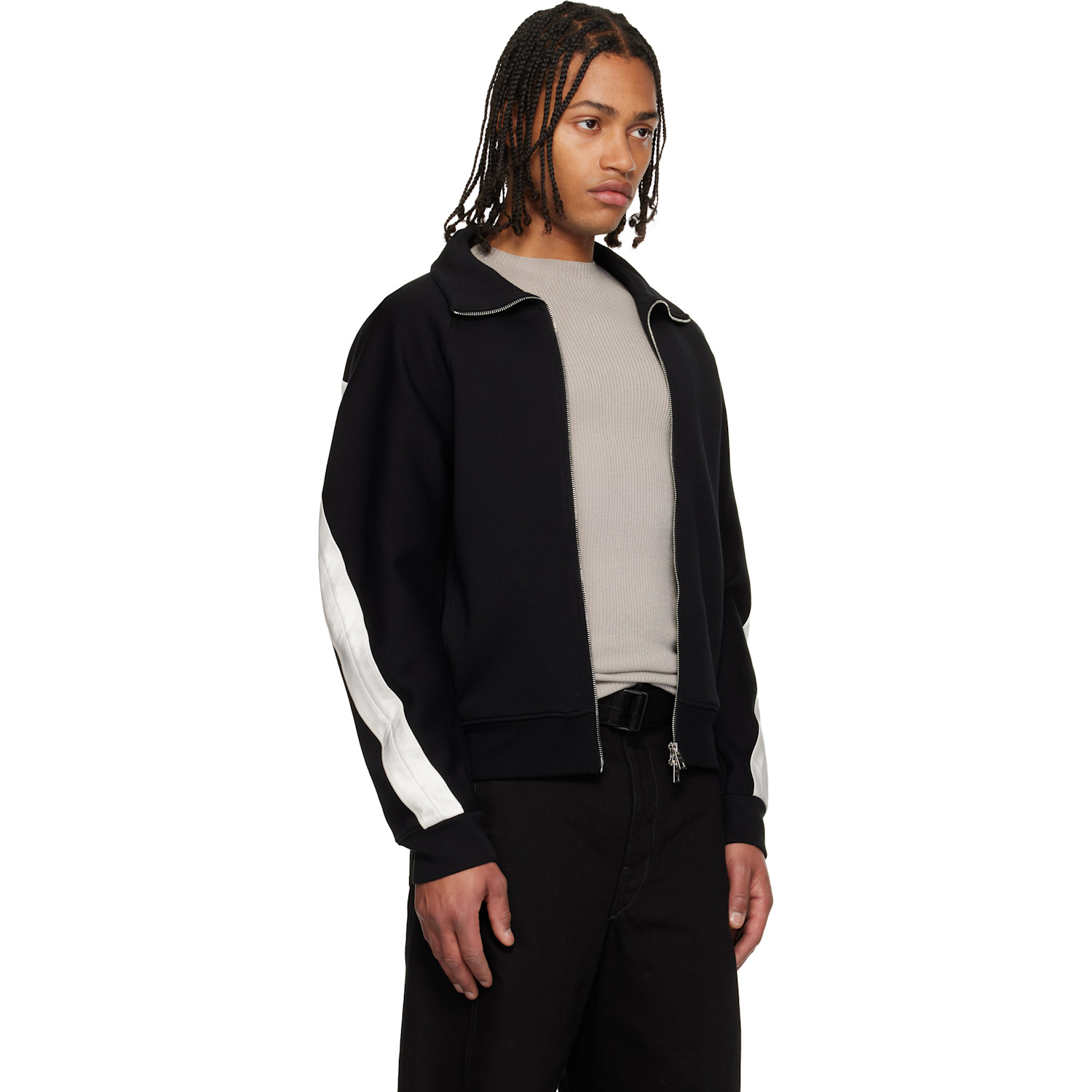  Givenchy Black Zipped Open Seam Contrast Sweatshirt 