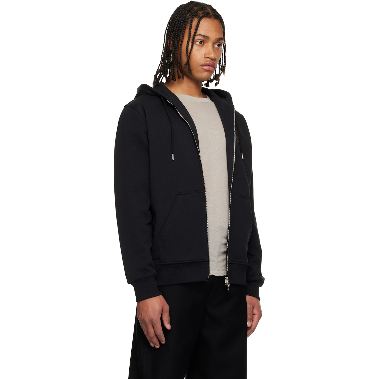  Givenchy Black Zipped 'givenchy' Stamp Print Hoodie 