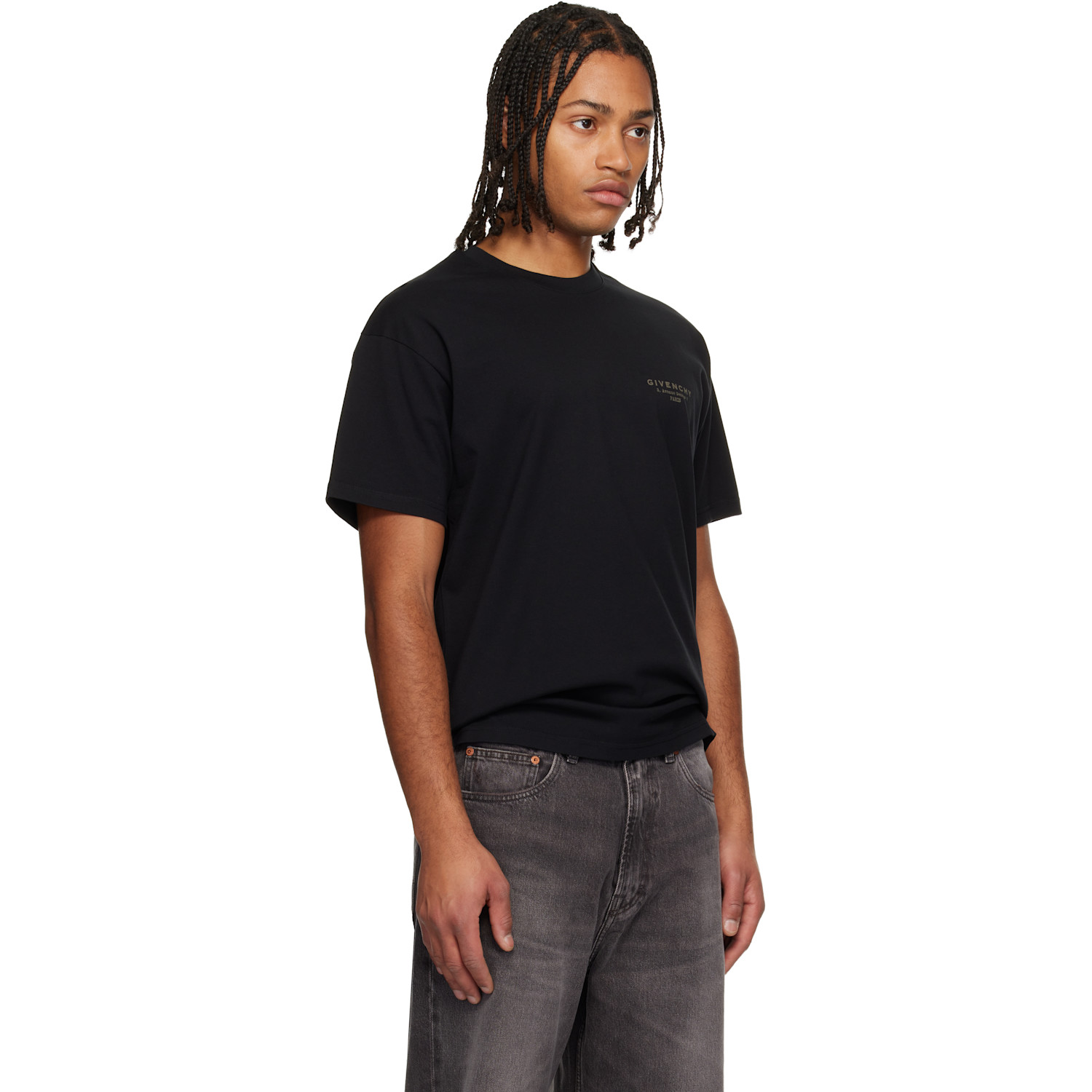  Givenchy Black Cotton 'givenchy' Stamp Print T-shirt 