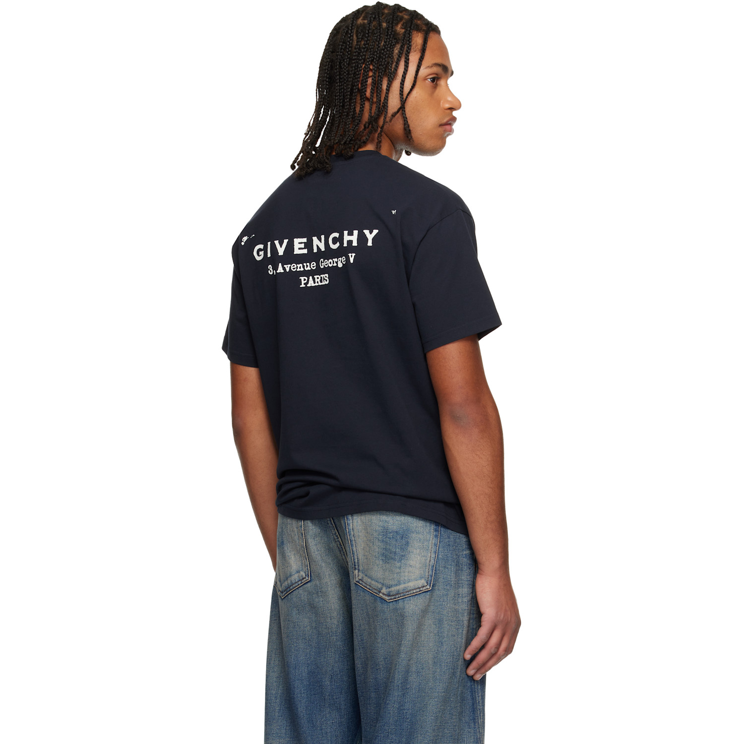  Givenchy Navy Cotton 'givenchy Stamp' T-shirt 
