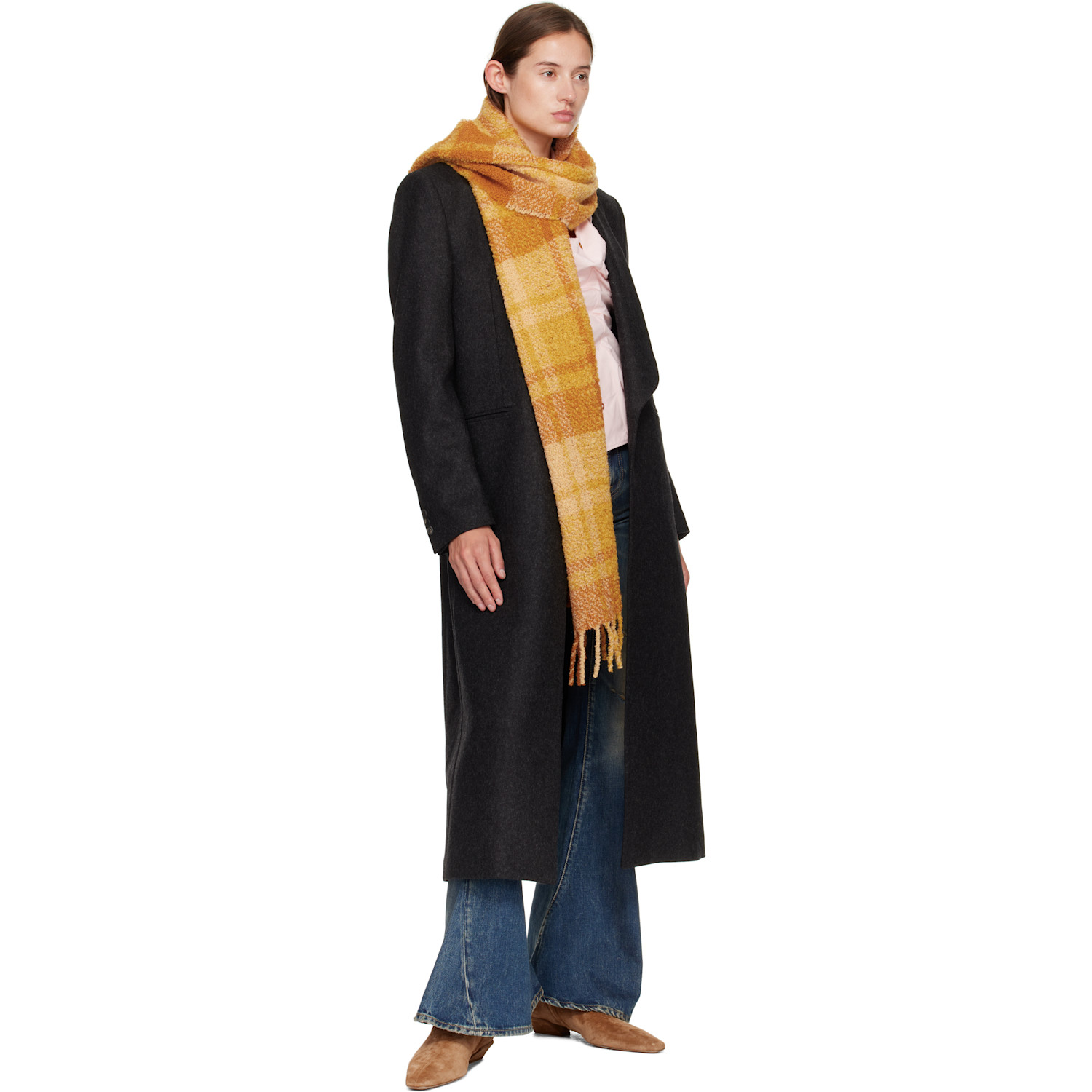  Ruslan Baginskiy Yellow Check Print Scarf 