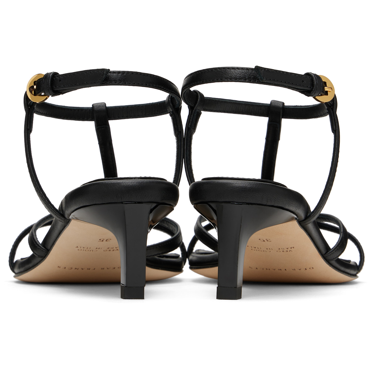  Dear Frances Black Tee Heeled Sandals 