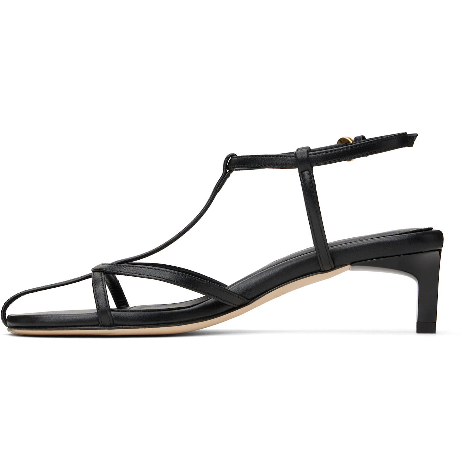  Dear Frances Black Tee Heeled Sandals 