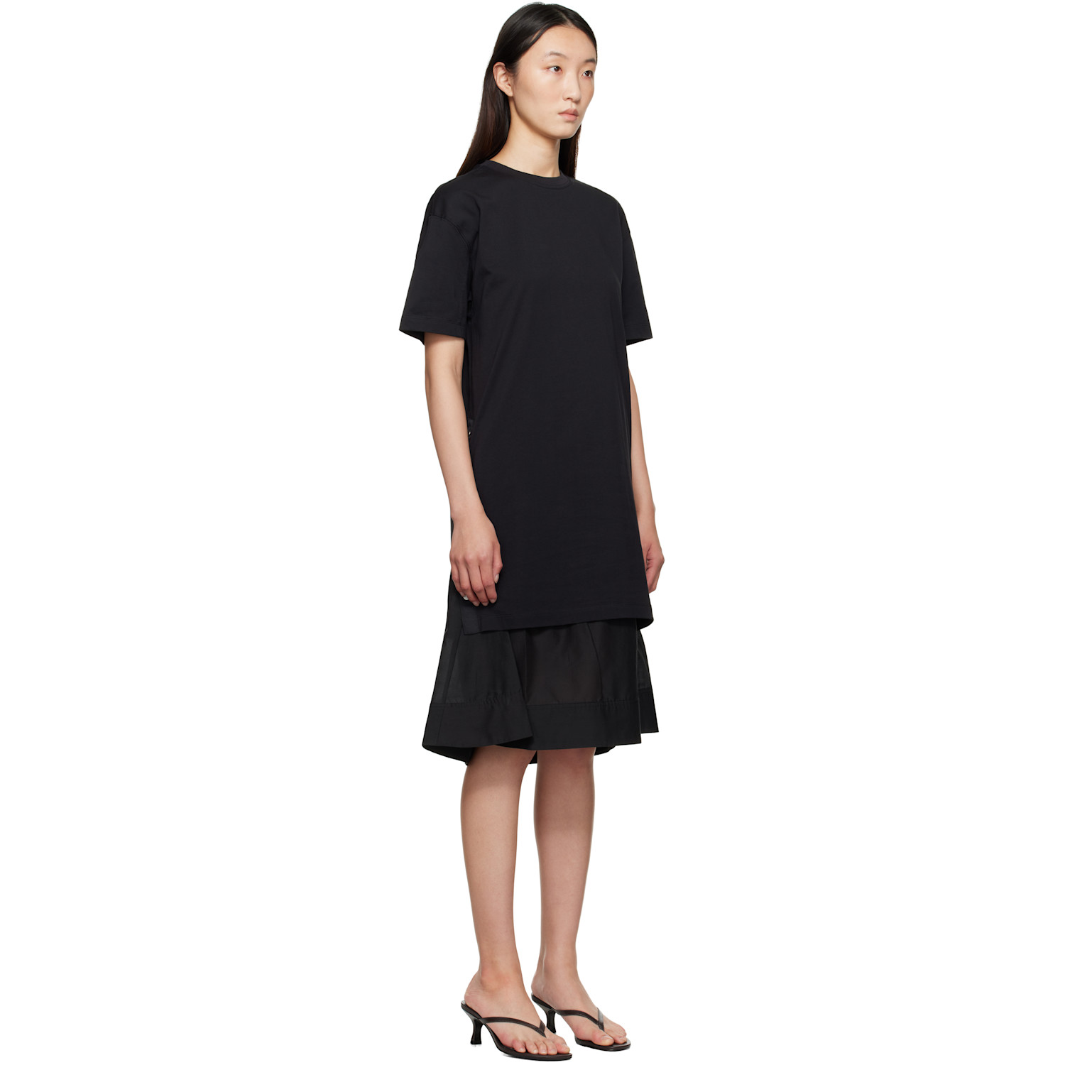  3.1 Phillip Lim Black Oversized T-shirt Combo Midi Dress 