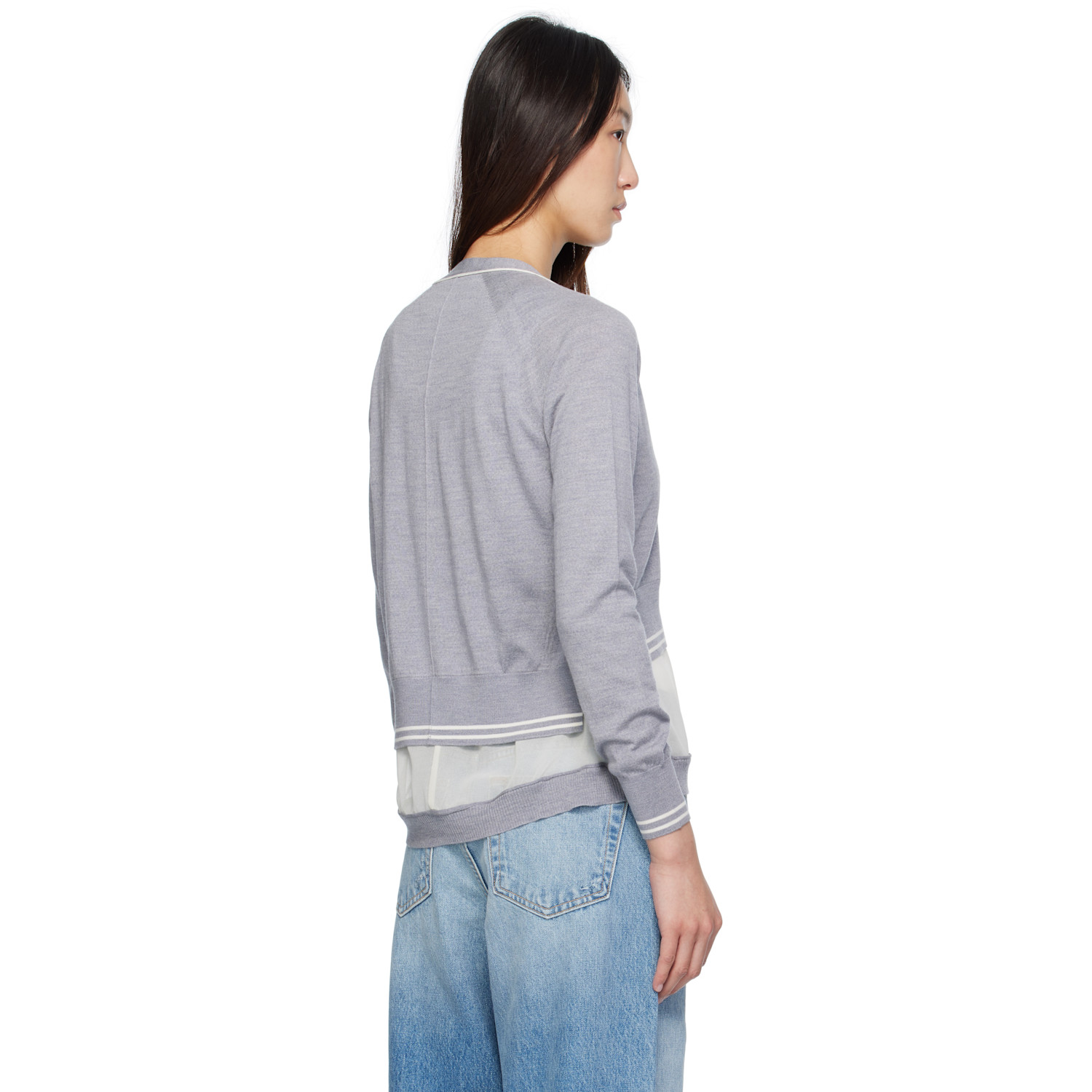  3.1 Phillip Lim Gray Boxy Cardigan Chiffon Combo Cardigan 
