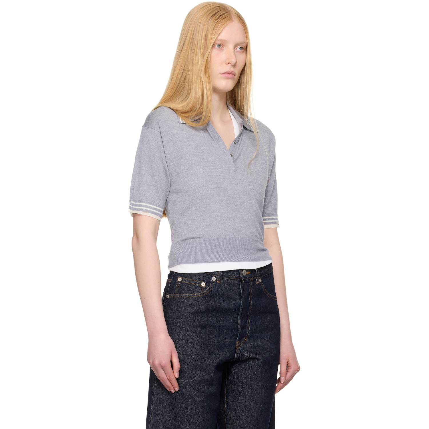  3.1 Phillip Lim Gray Cropped Polo 