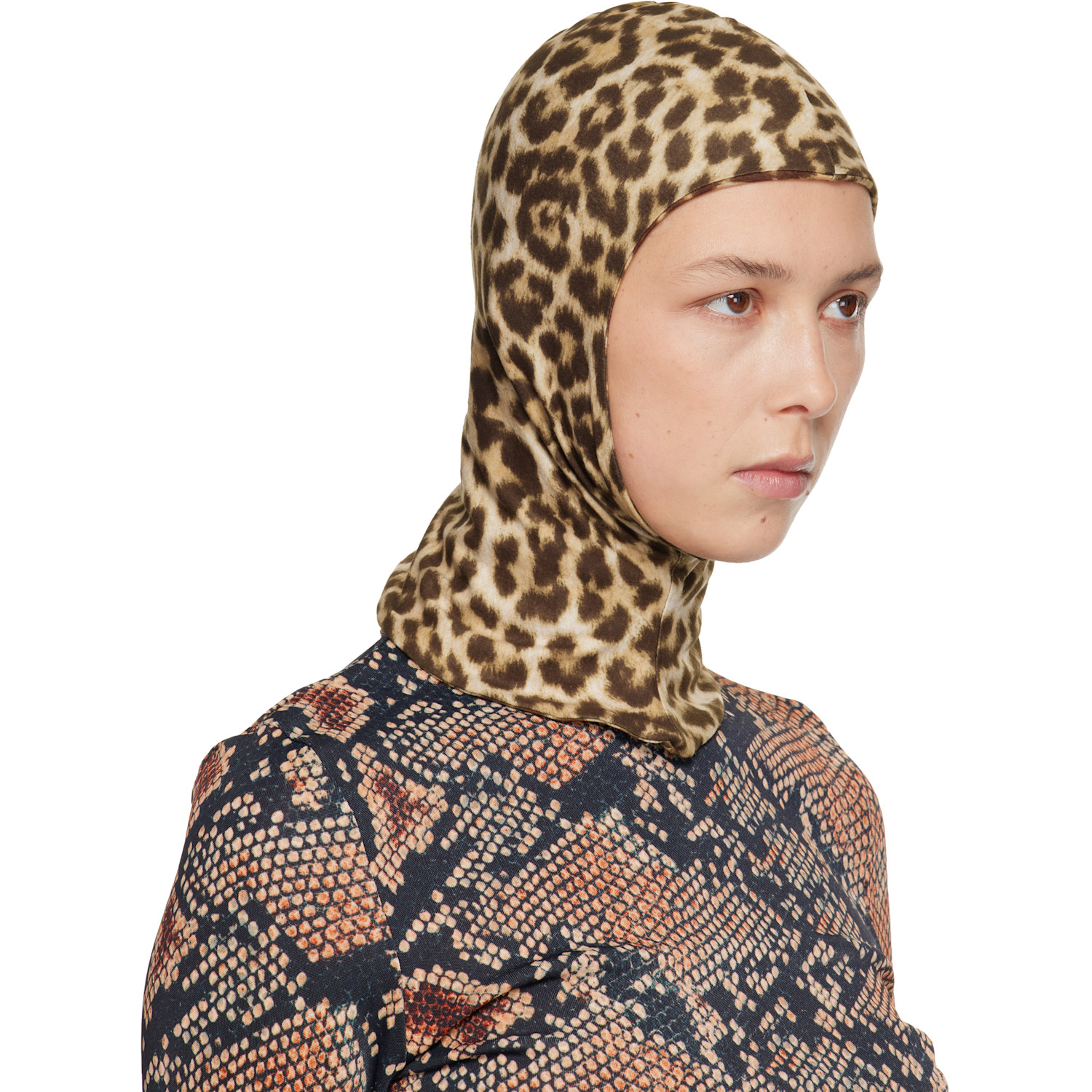  Duran Lantink Tan Jersey Printed Balaclava 