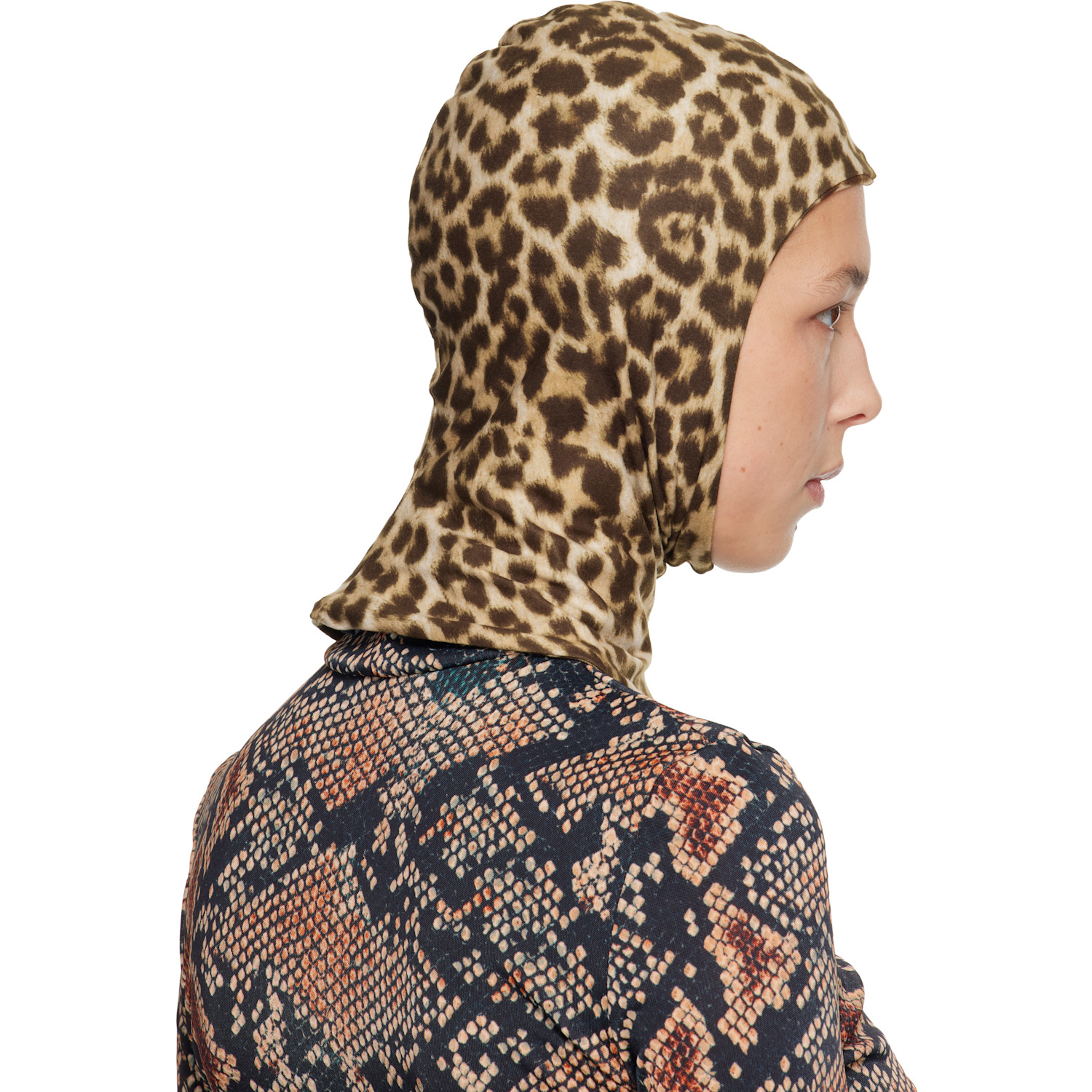  Duran Lantink Tan Jersey Printed Balaclava 