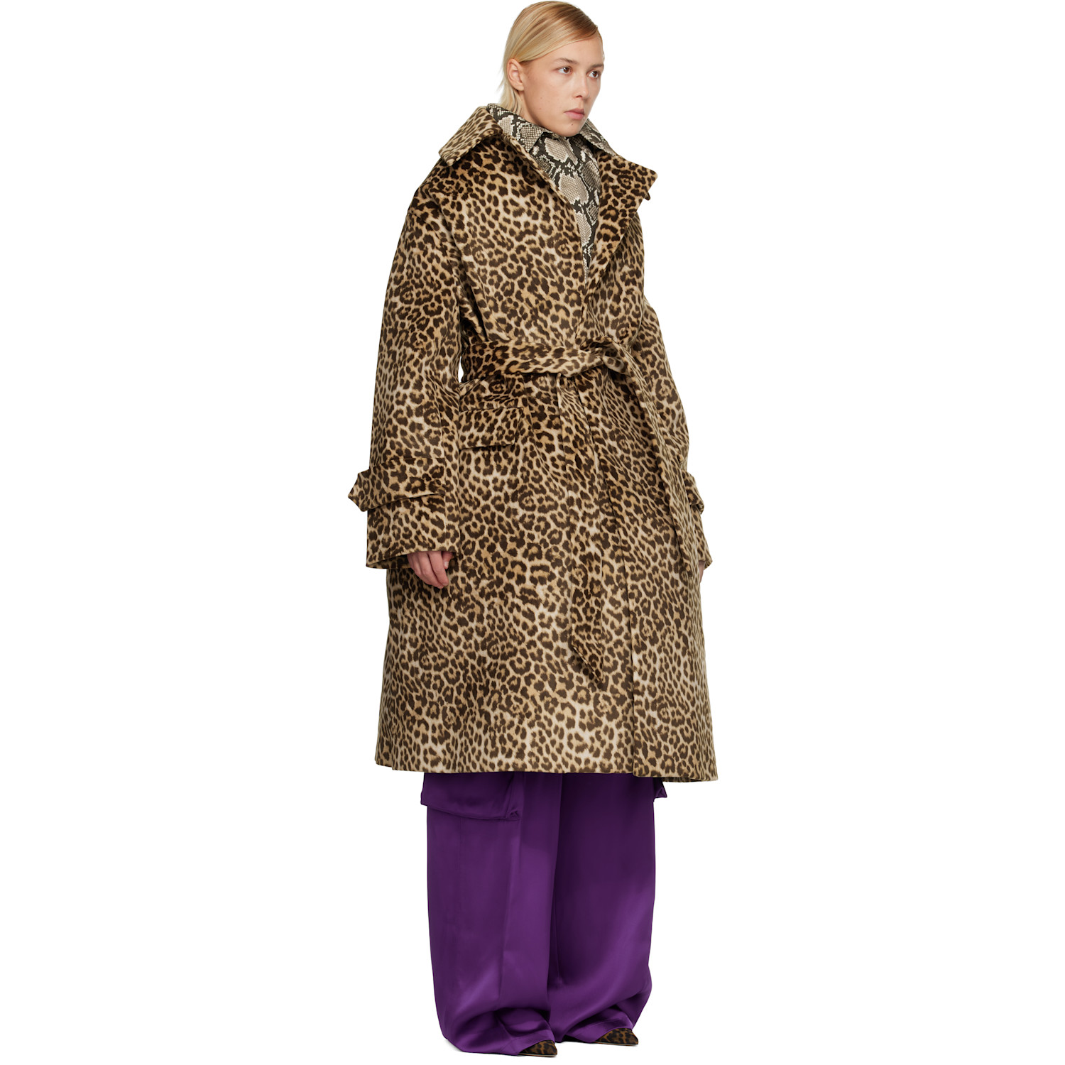  Duran Lantink Brown Oversized Faux-suede Trench Coat 