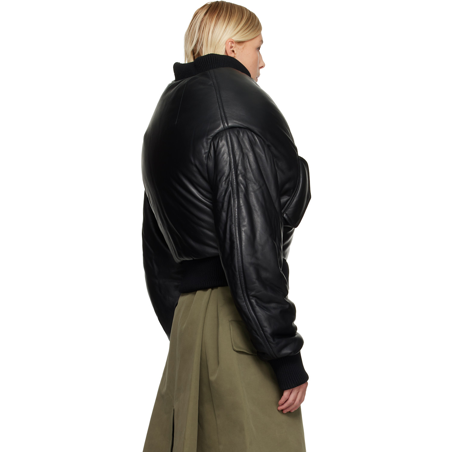  Duran Lantink Black 'over The Shoulders' Leather Bomber Jacket 