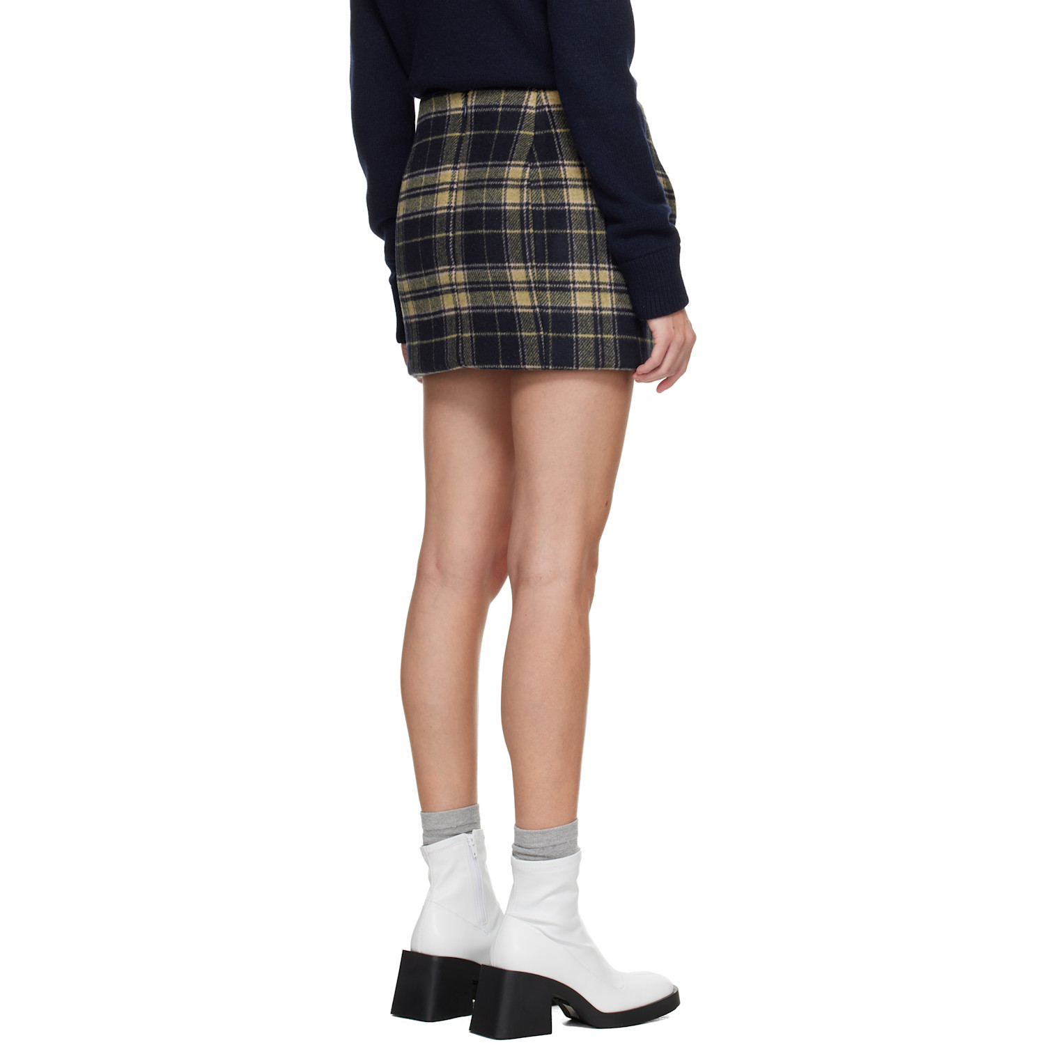  Duran Lantink Navy & Beige Padded Tartan Miniskirt 