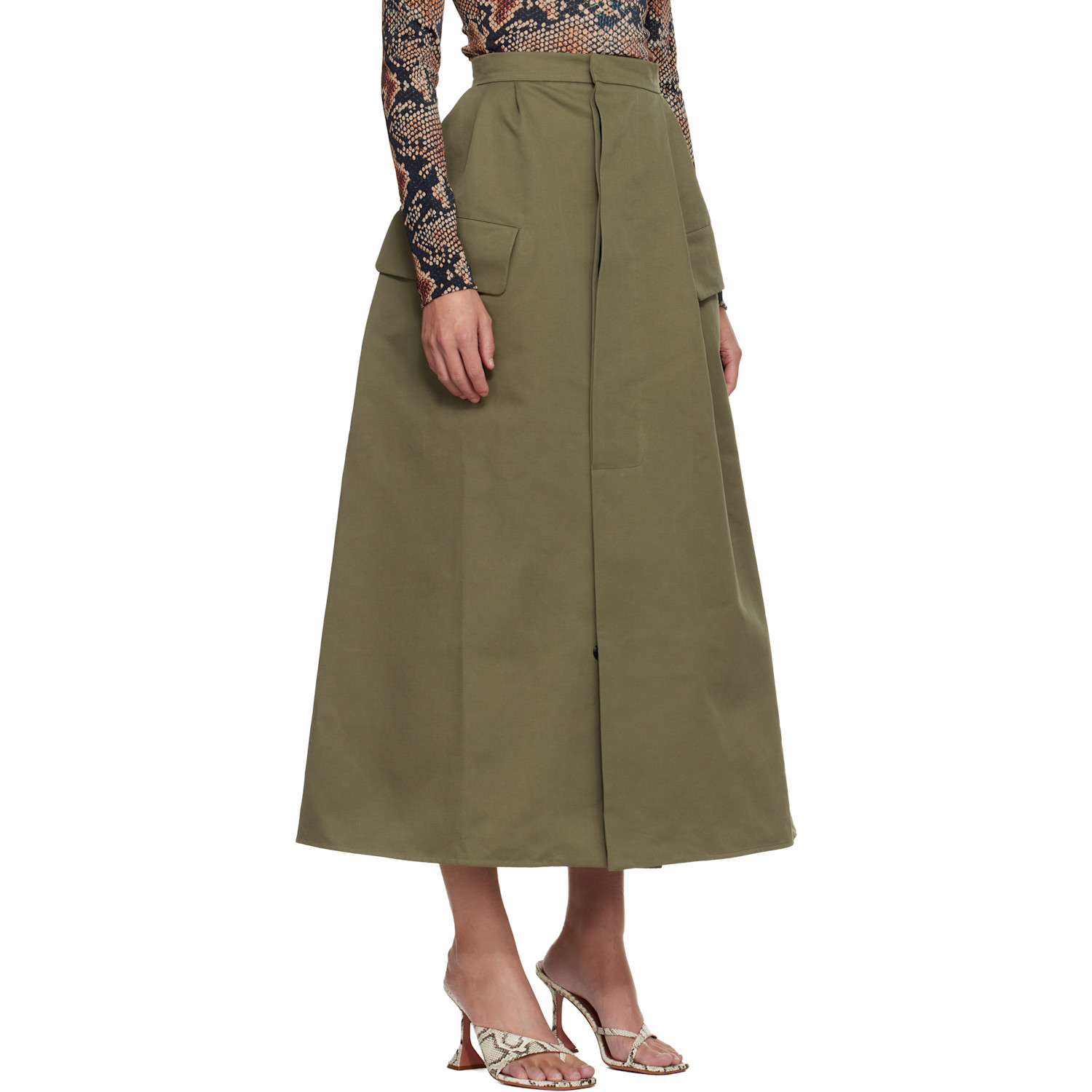  Duran Lantink Khaki Uniform Double Waisted Midi Skirt 