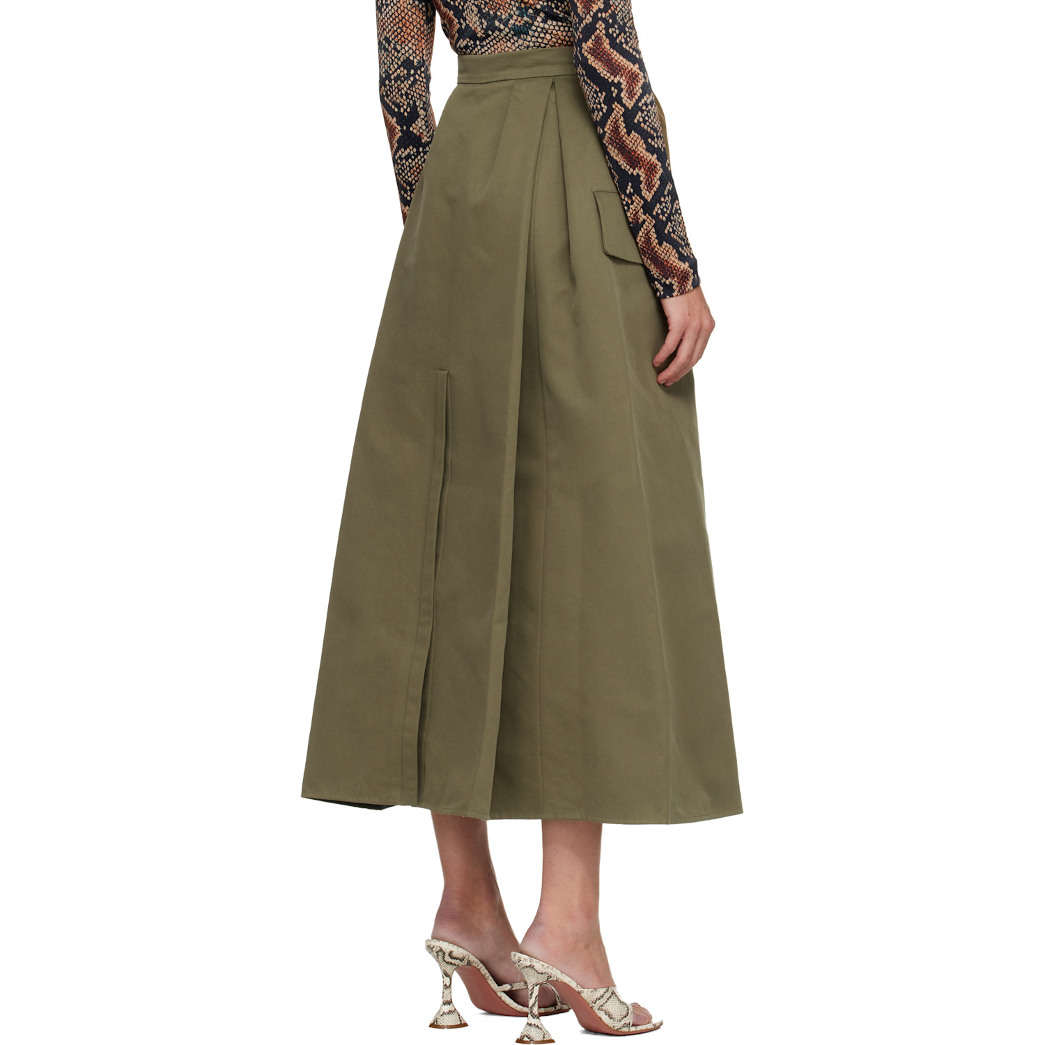  Duran Lantink Khaki Uniform Double Waisted Midi Skirt 