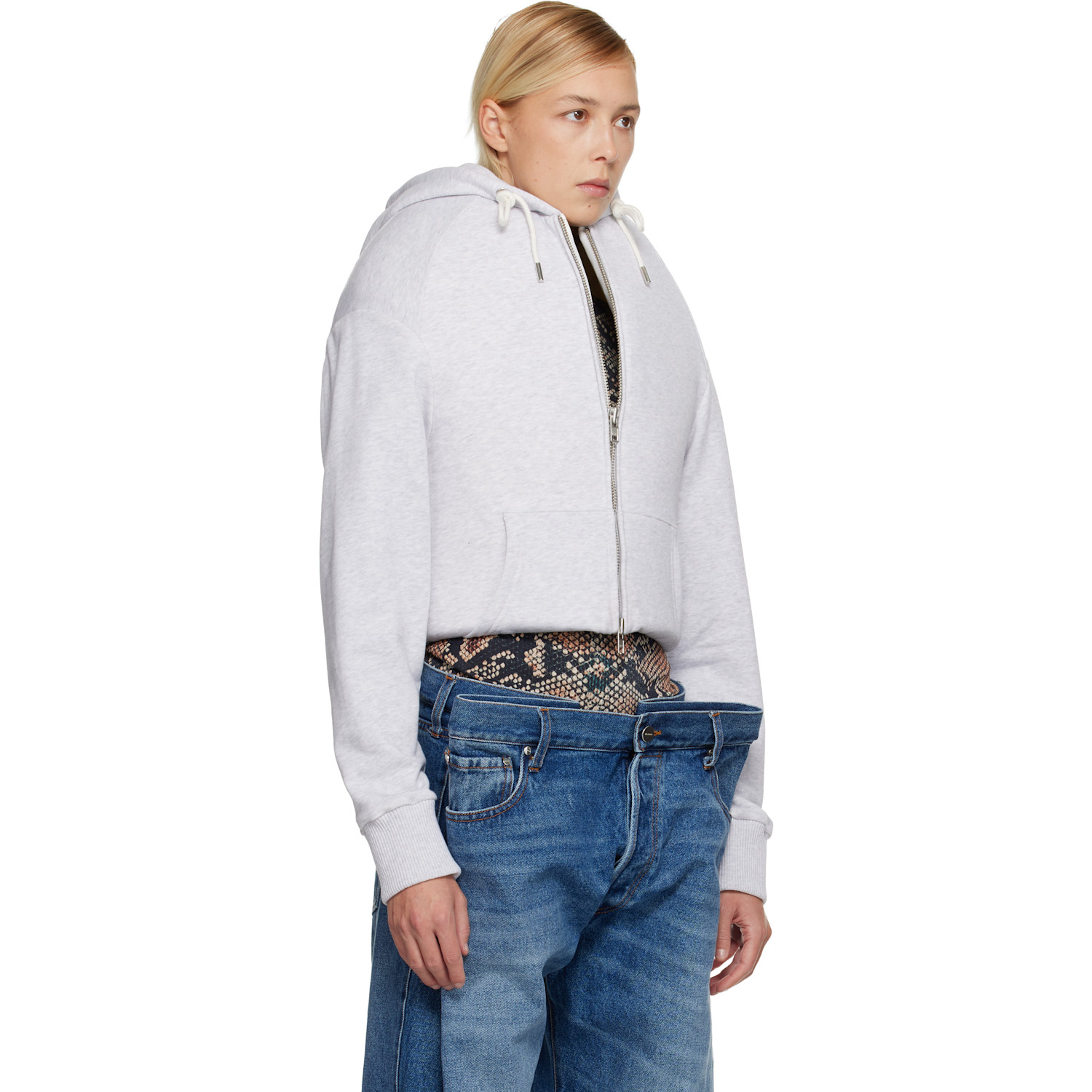  Duran Lantink Gray Sculptured Zip Up Hoodie 