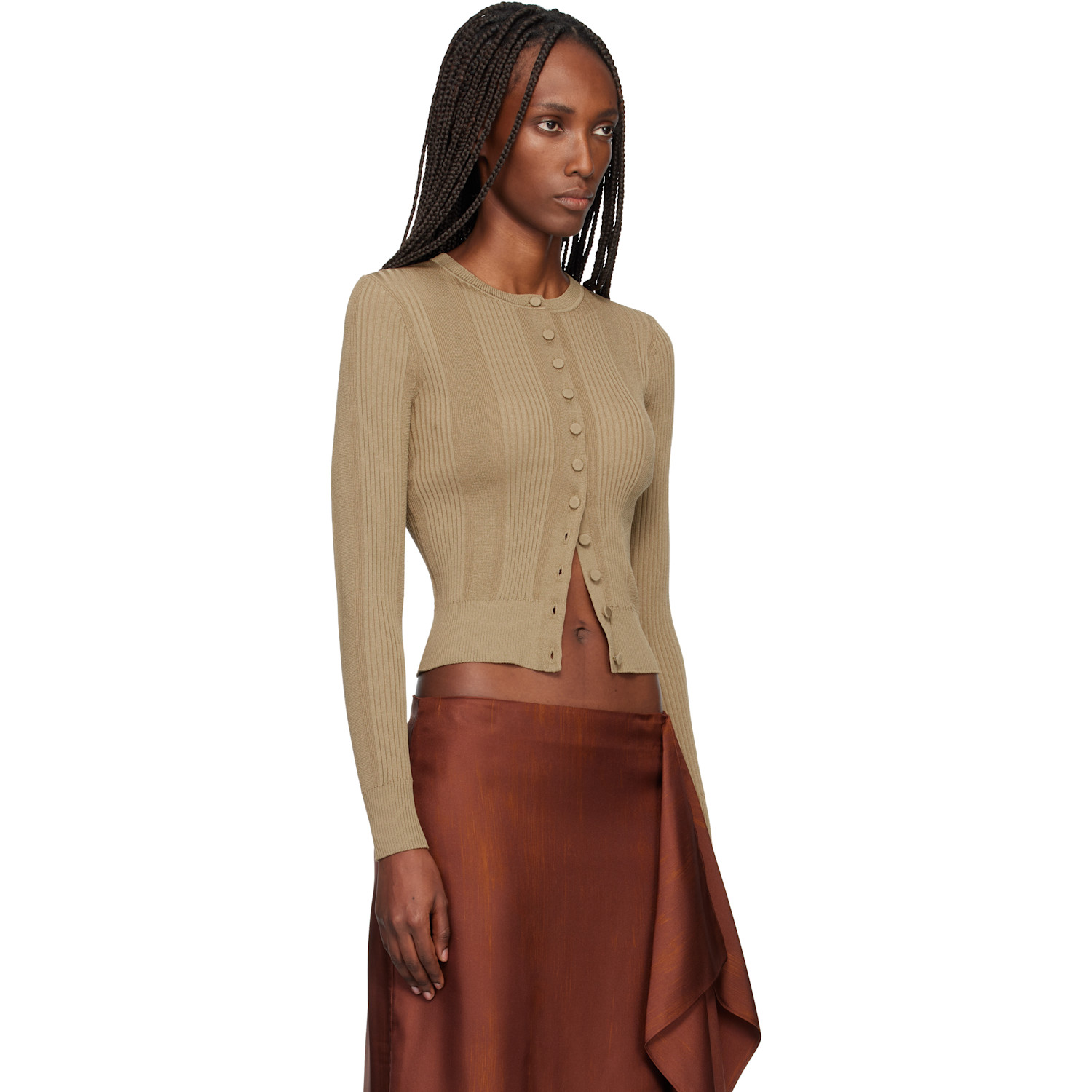  Proenza Schouler Khaki Currin Cardigan 