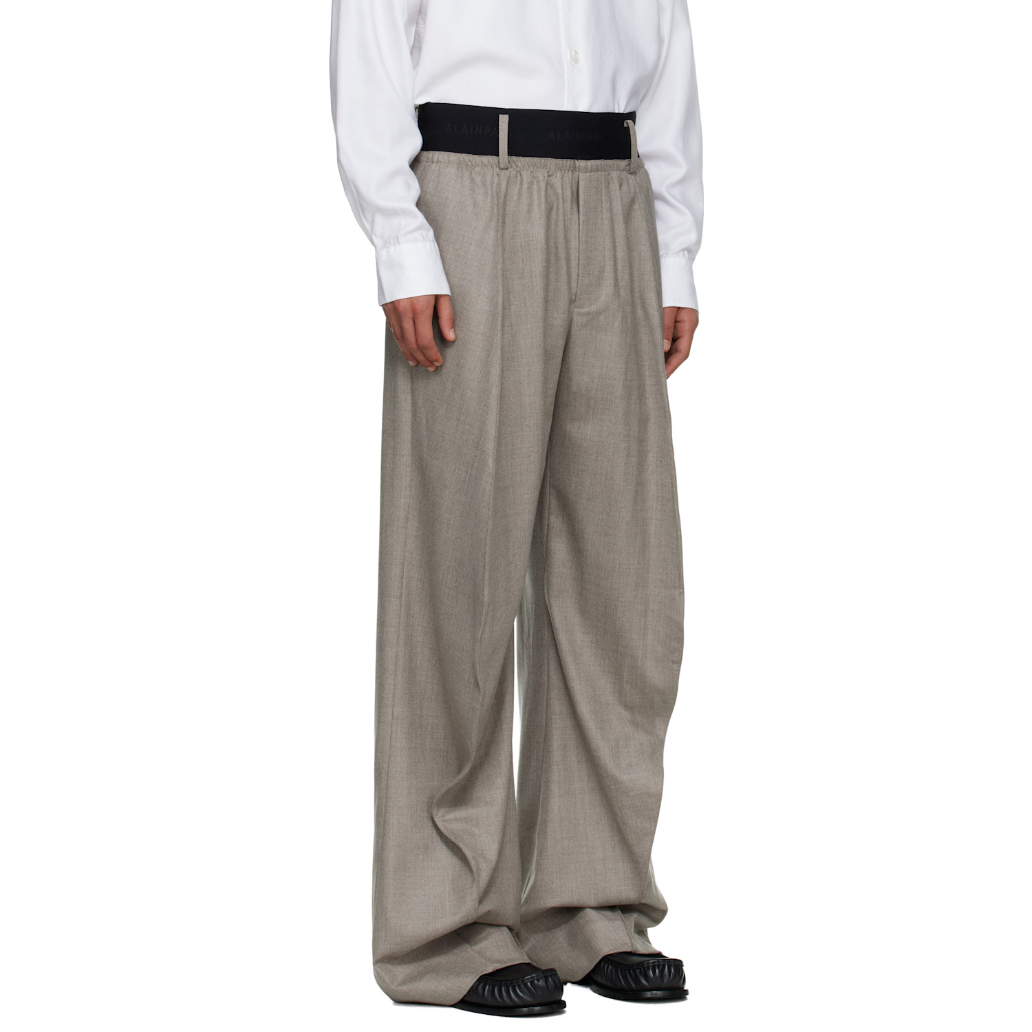  Alainpaul Taupe Knee Shape Tailored Trousers 