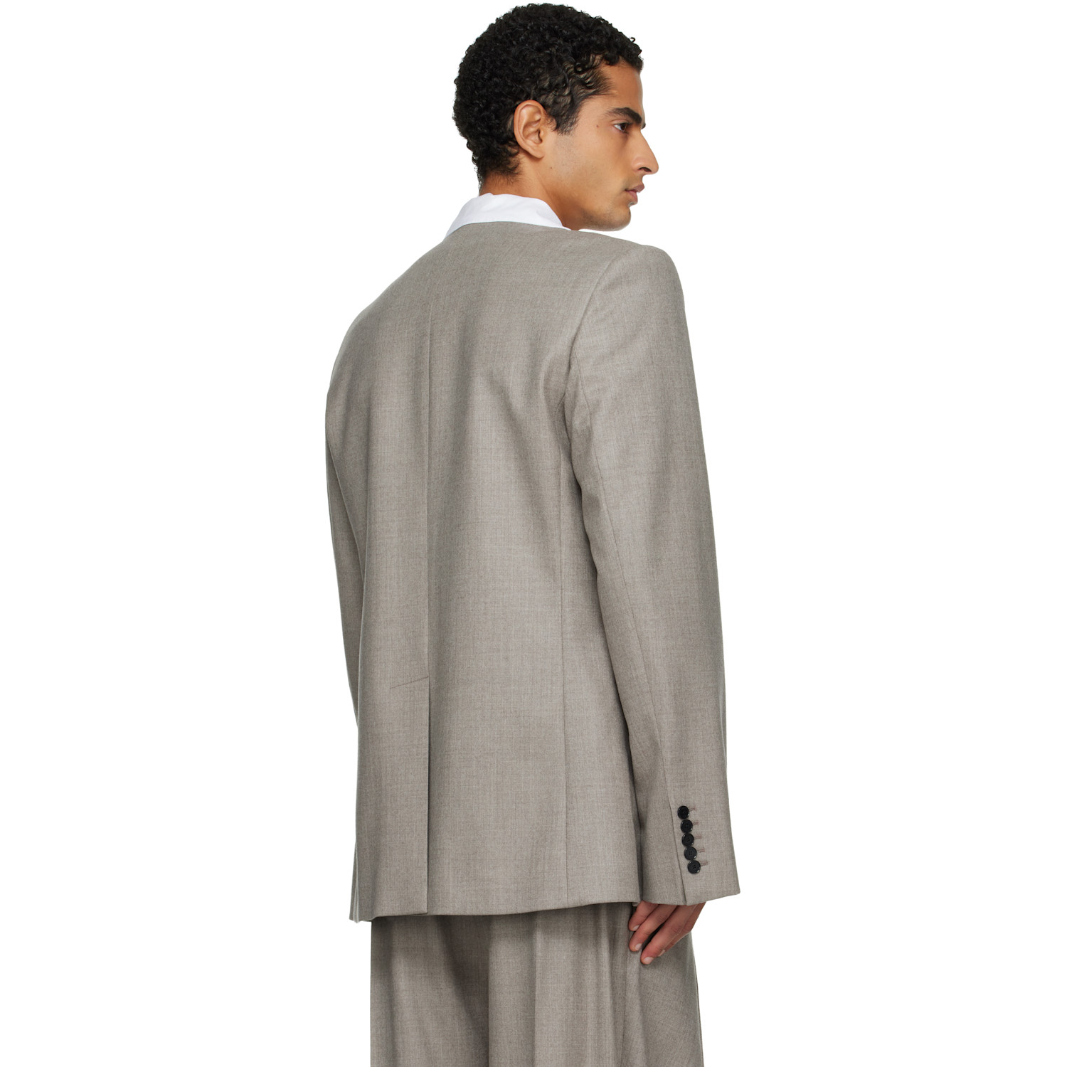  Alainpaul Taupe Minimalist Tailored Blazer 