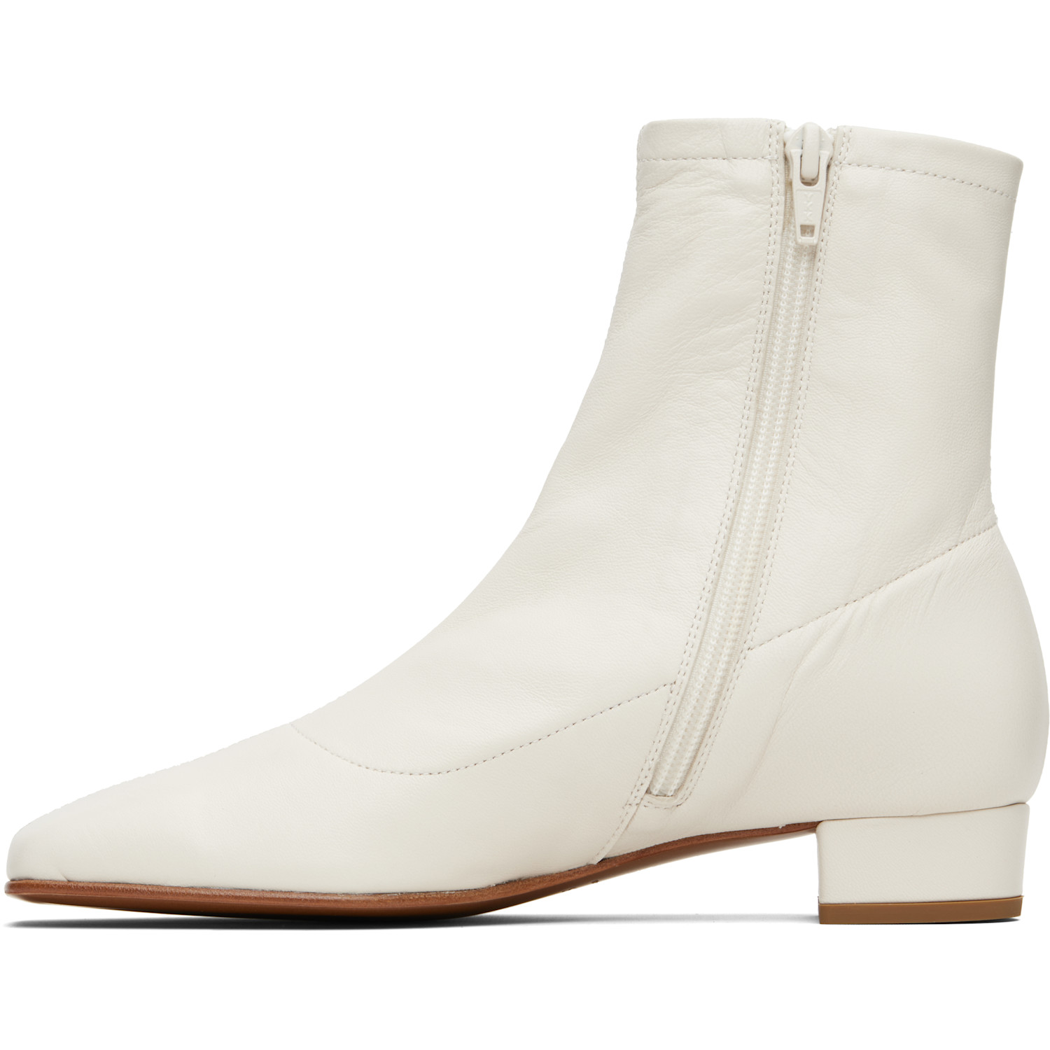  By Far White Este Leather Ankle Boots 