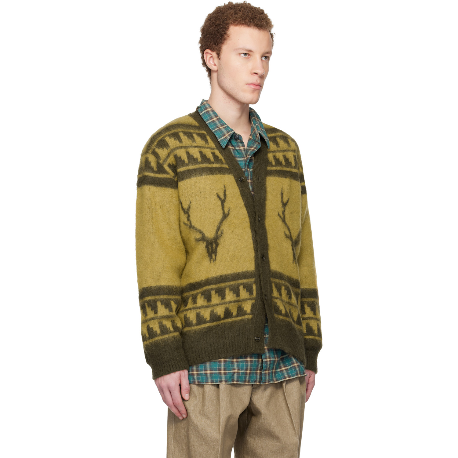  South2 West8 Yellow Mohair V-neck Cardigan 