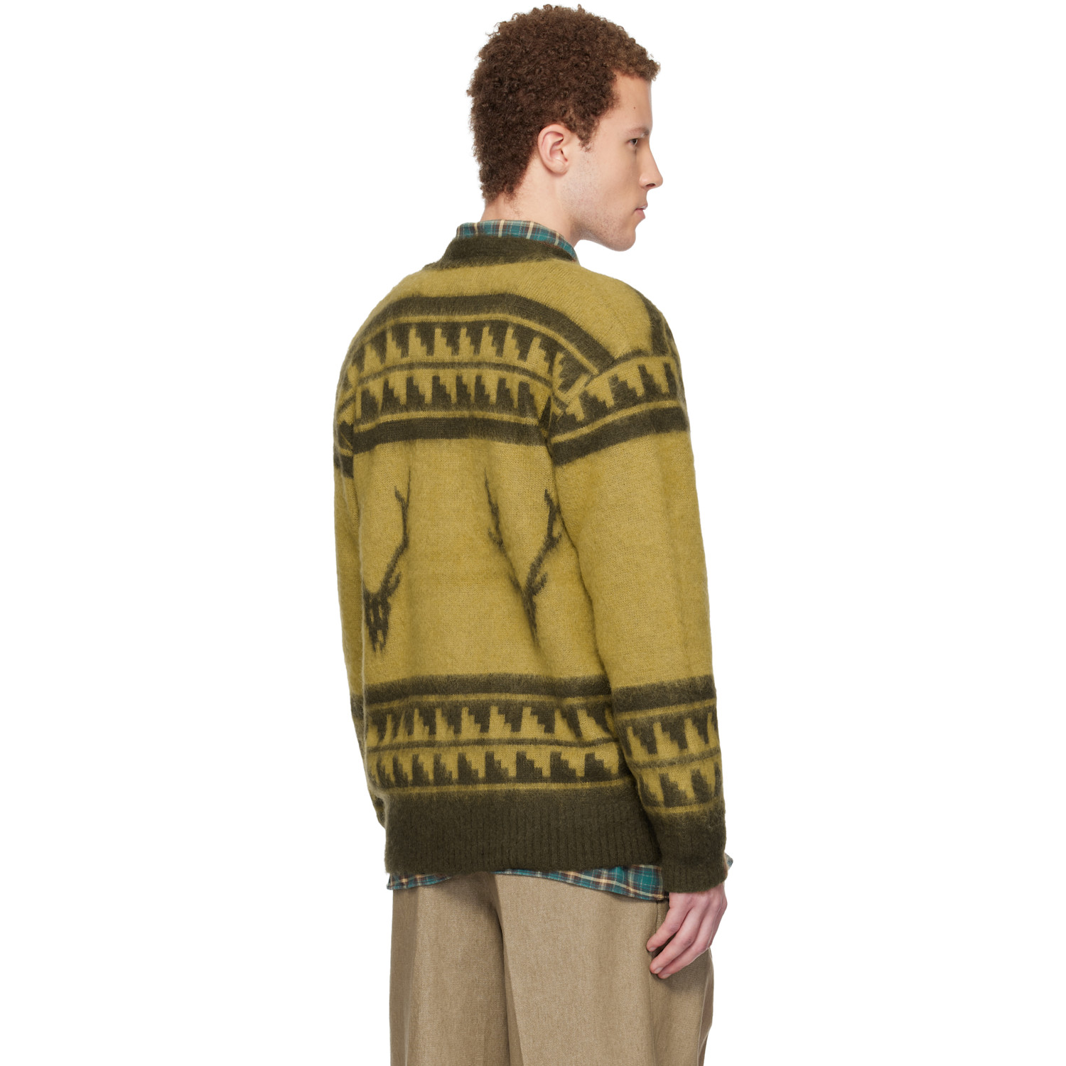  South2 West8 Yellow Mohair V-neck Cardigan 