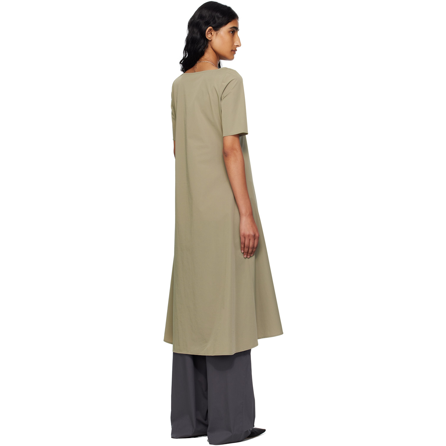 Bambou Roger Kwong Gray Nylon Spandex Midi Dress 