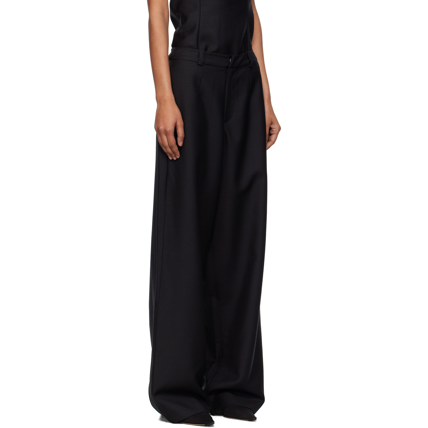  Bambou Roger Kwong Black Wool & Mohair Trousers 