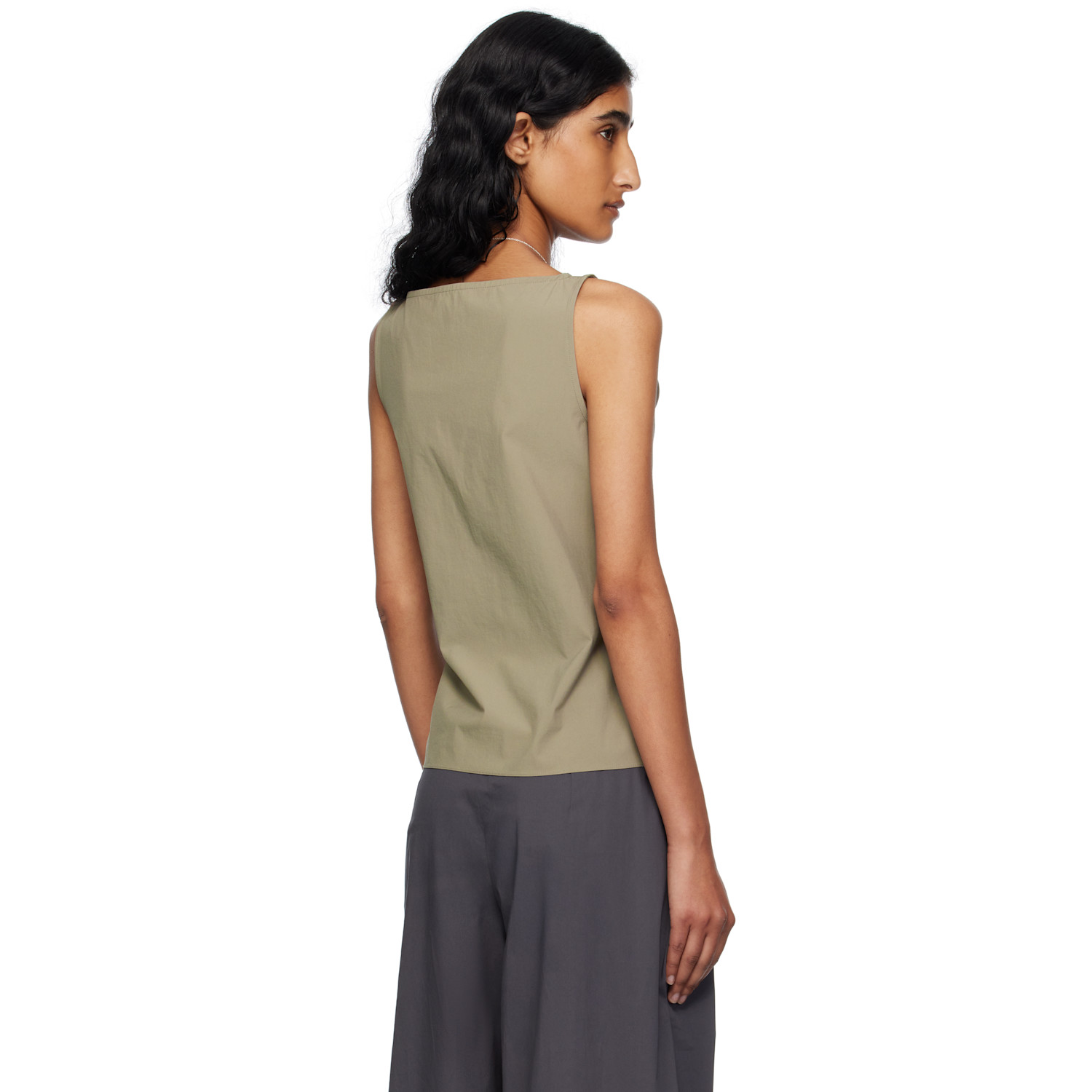  Bambou Roger Kwong Gray Nylon Spandex Boat Neck Top 