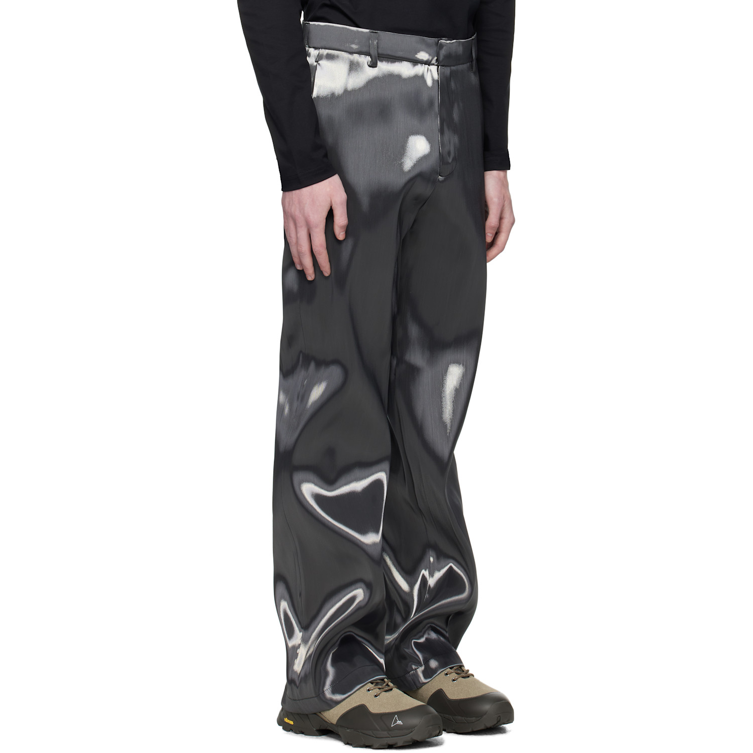  Heliot Emil Gray Liquid Metal Trousers 