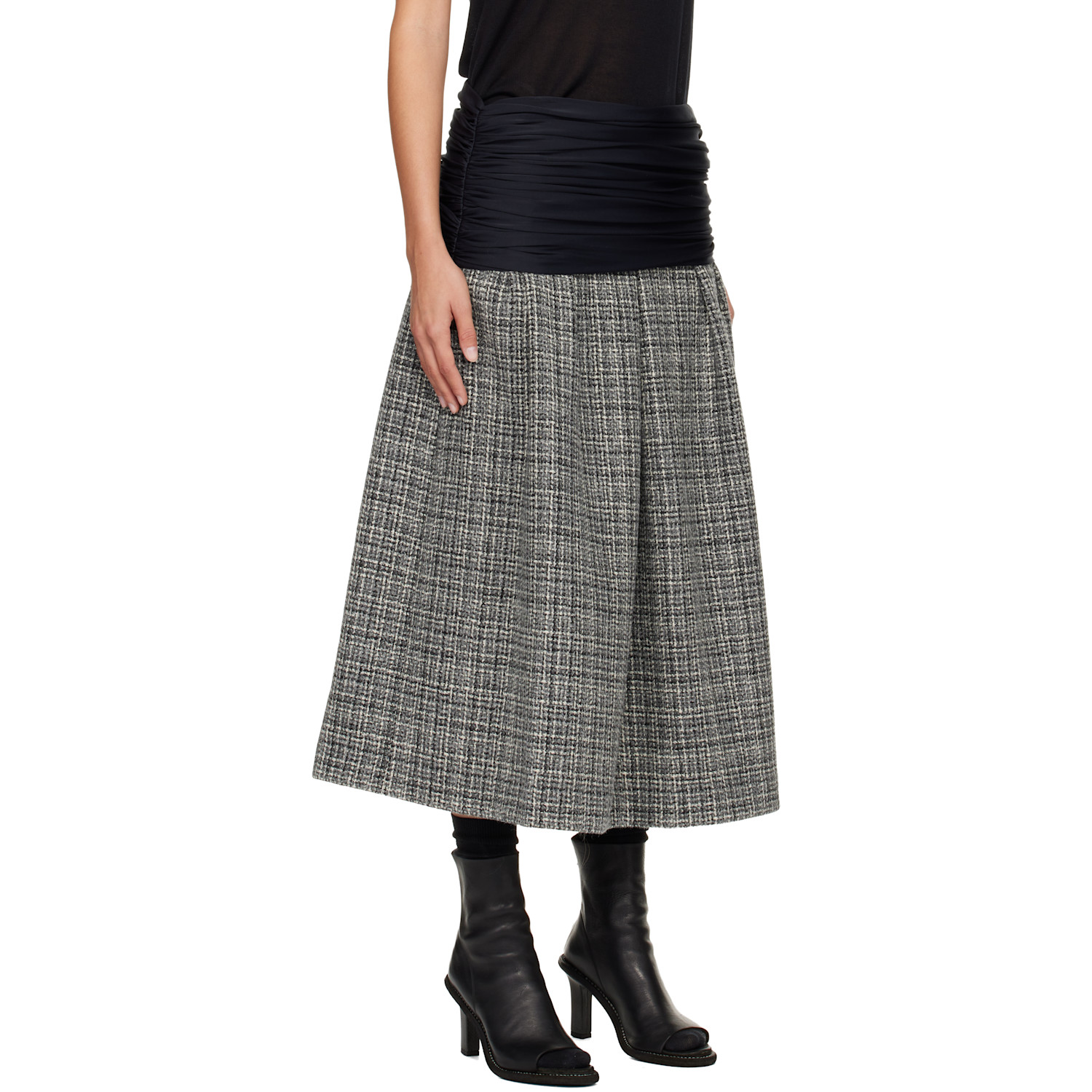  Stefan Cooke Black & Gray Elastic Waist Midi Skirt 