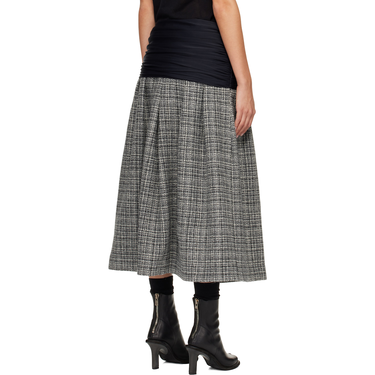  Stefan Cooke Black & Gray Elastic Waist Midi Skirt 
