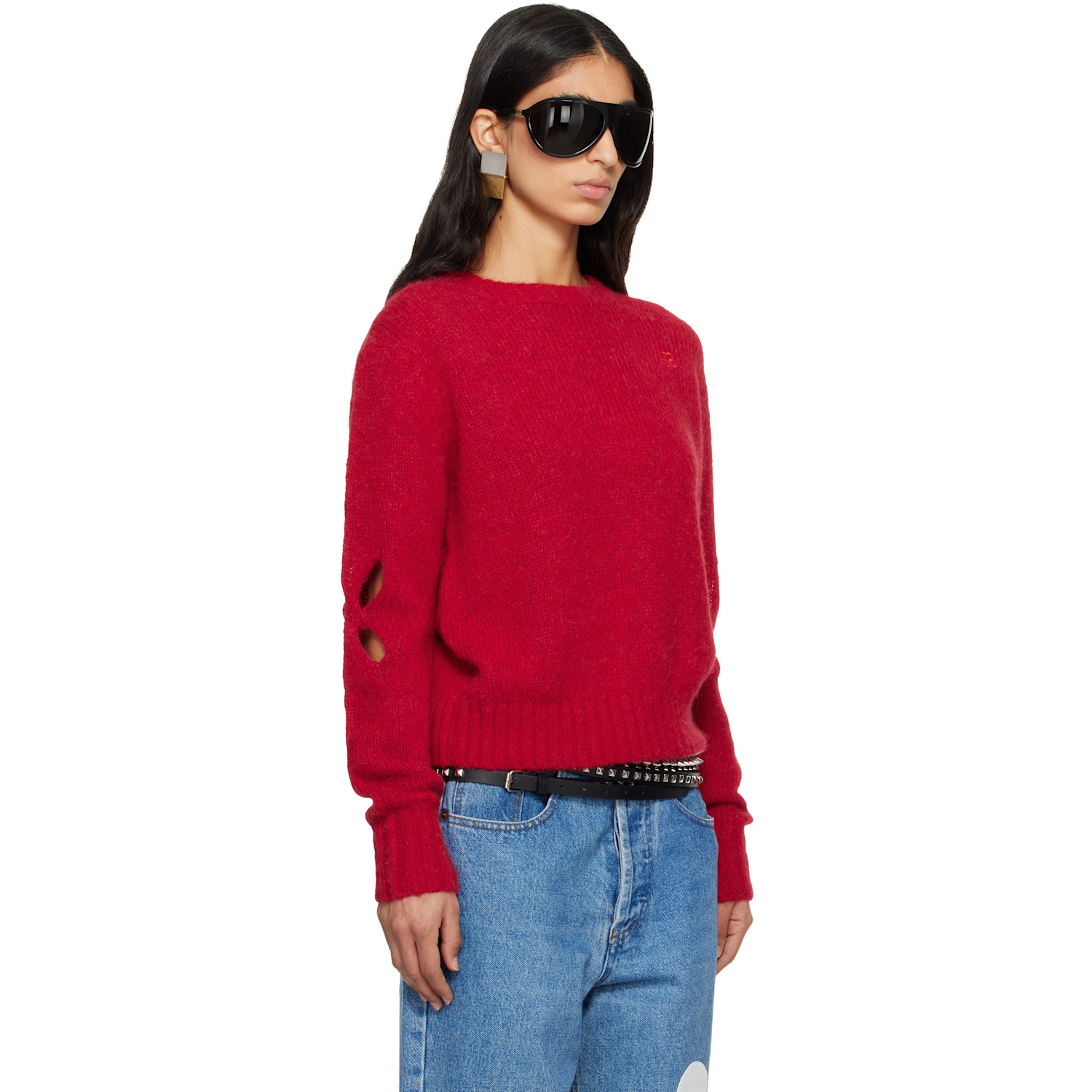  Stefan Cooke Red Slashed Shaggy Sweater 