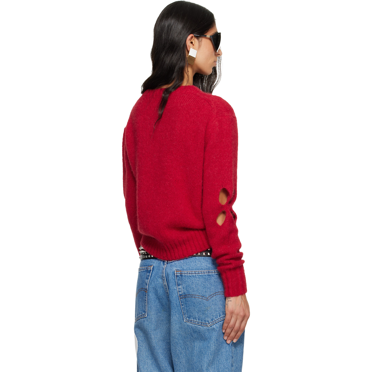  Stefan Cooke Red Slashed Shaggy Sweater 