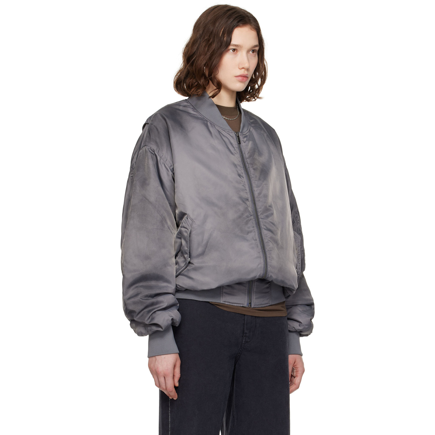  Still Kelly Gray Round Bomber Jacket 