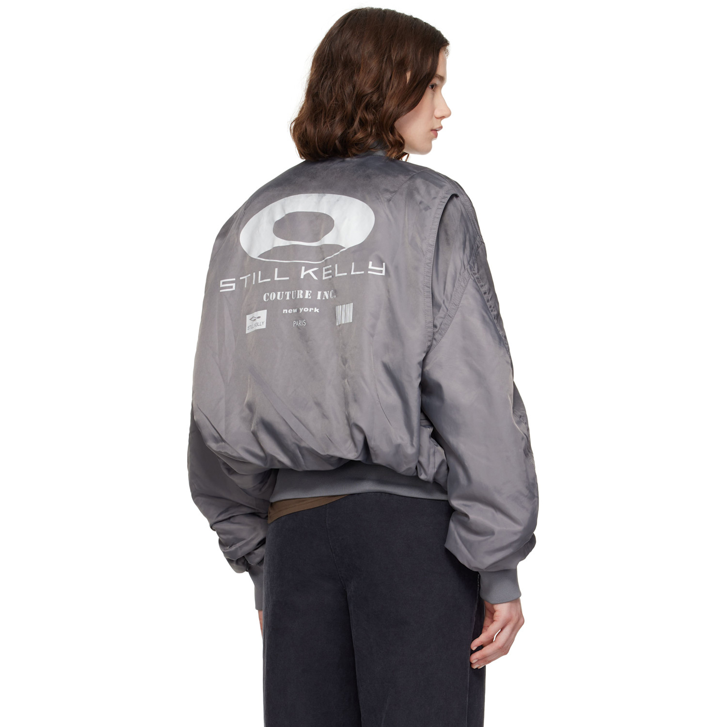  Still Kelly Gray Round Bomber Jacket 