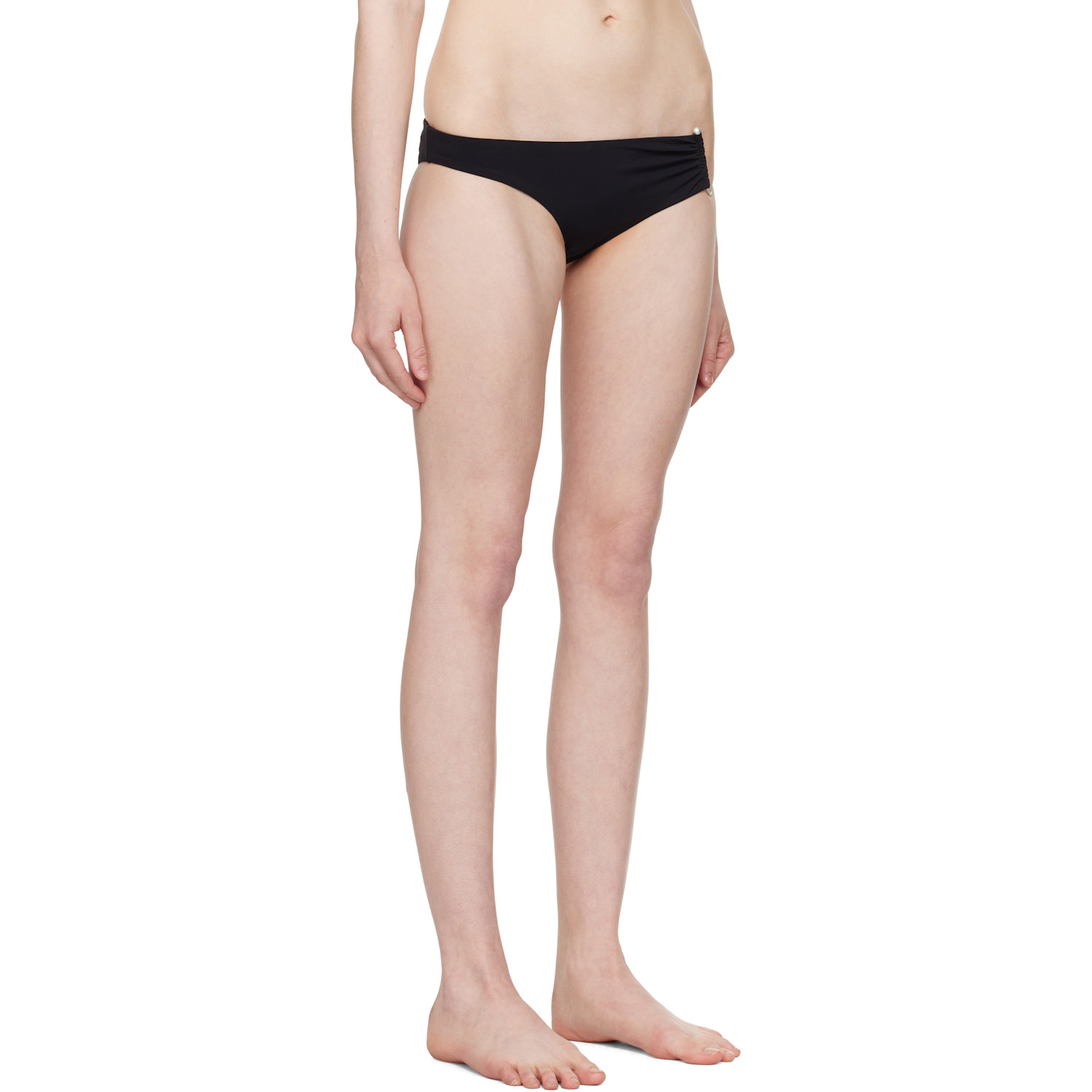  Christopher Esber Black Ruched Crescent Side Bikini Bottom 