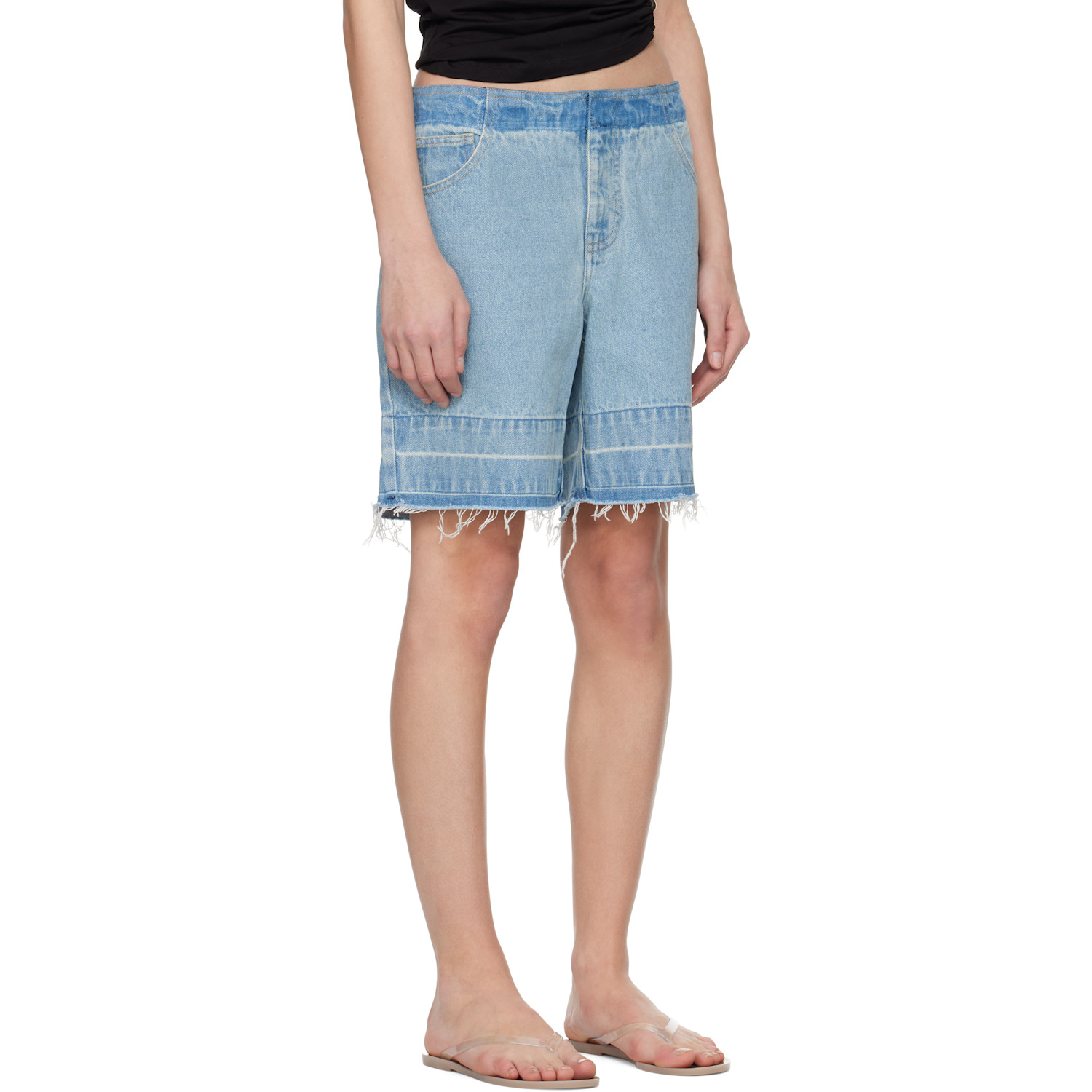  Christopher Esber Blue Deconstruct Denim Shorts 