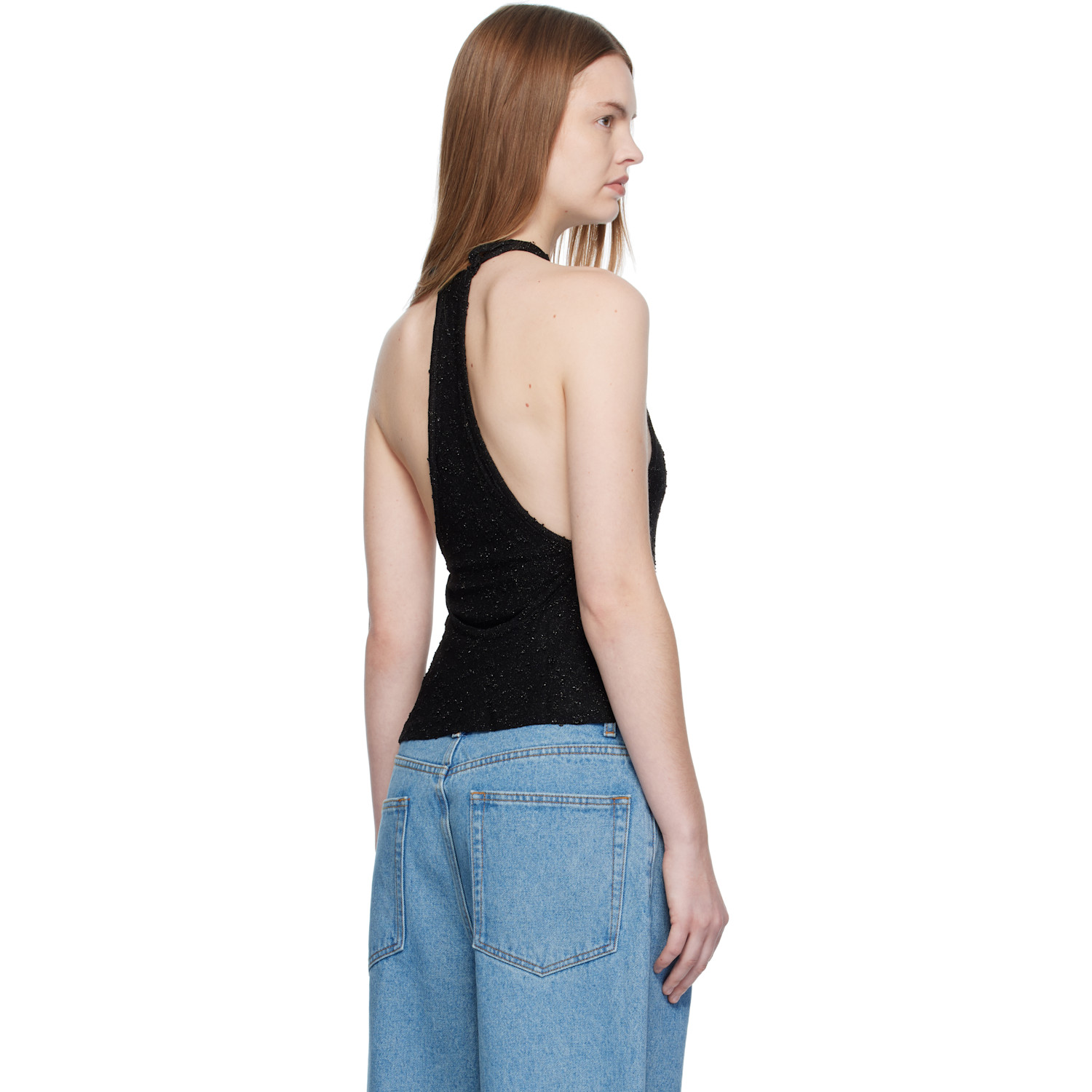  Christopher Esber Black Imber Metallic Halter Top 