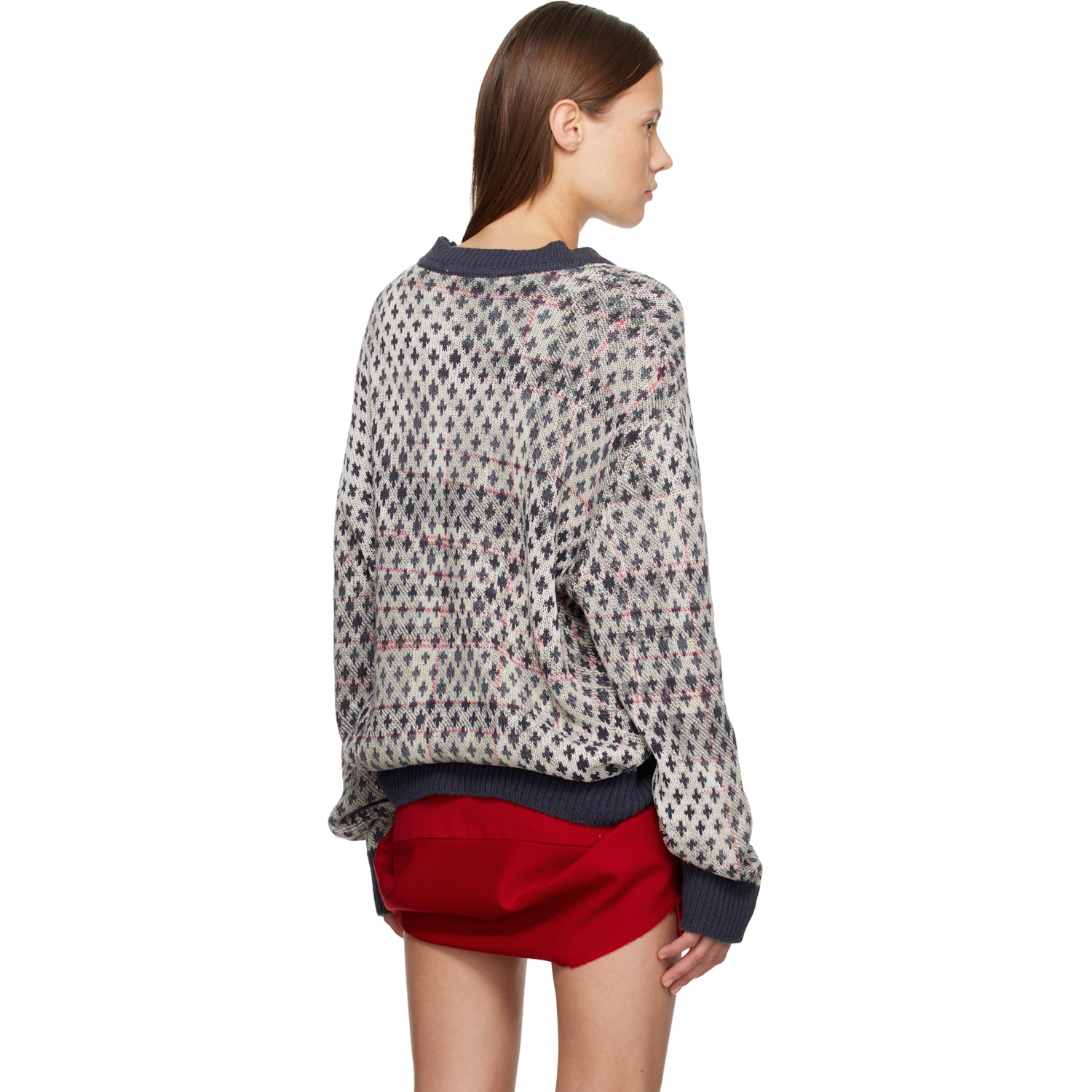  Vivienne Westwood Off-white & Navy Distressed Tartan Sweater 