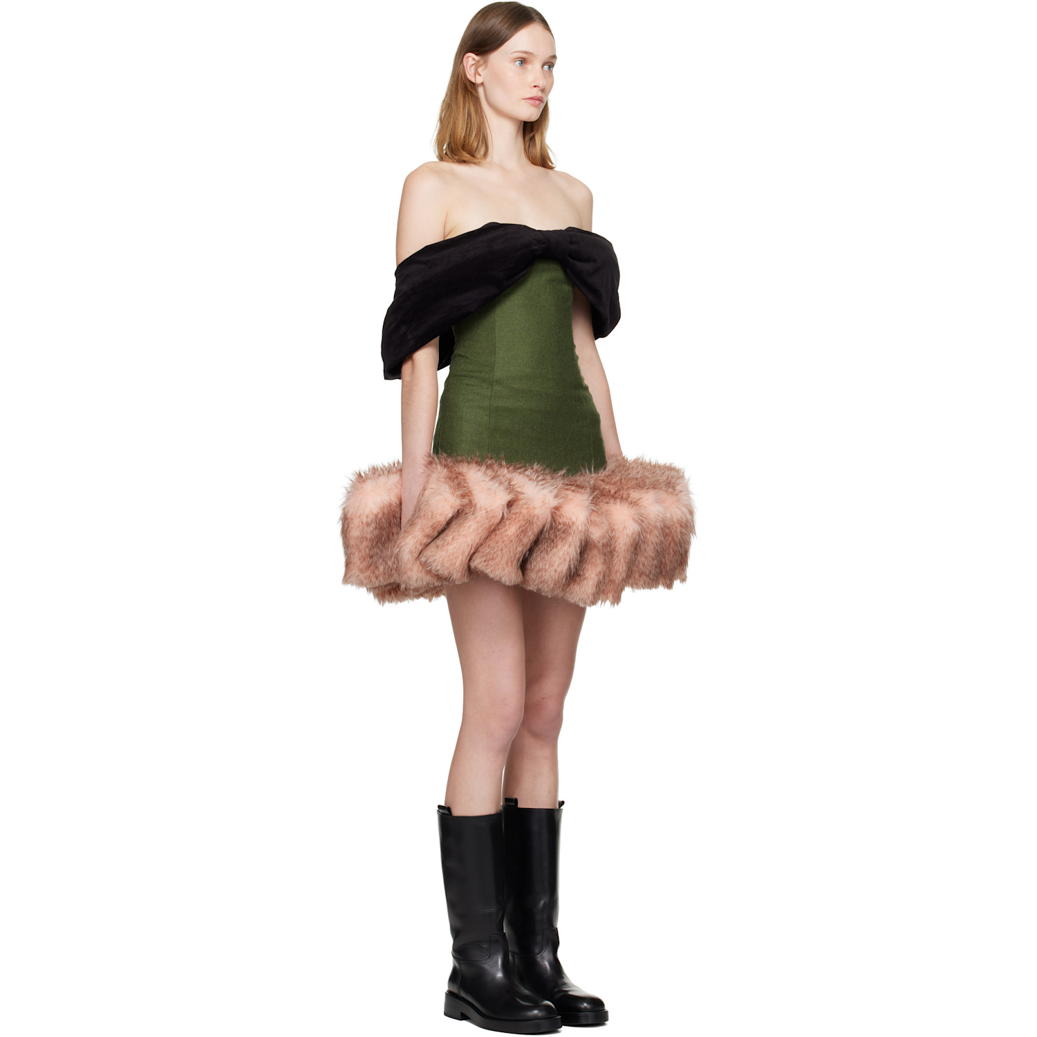  Laura Andraschko Green & Pink Bow Loden Minidress 