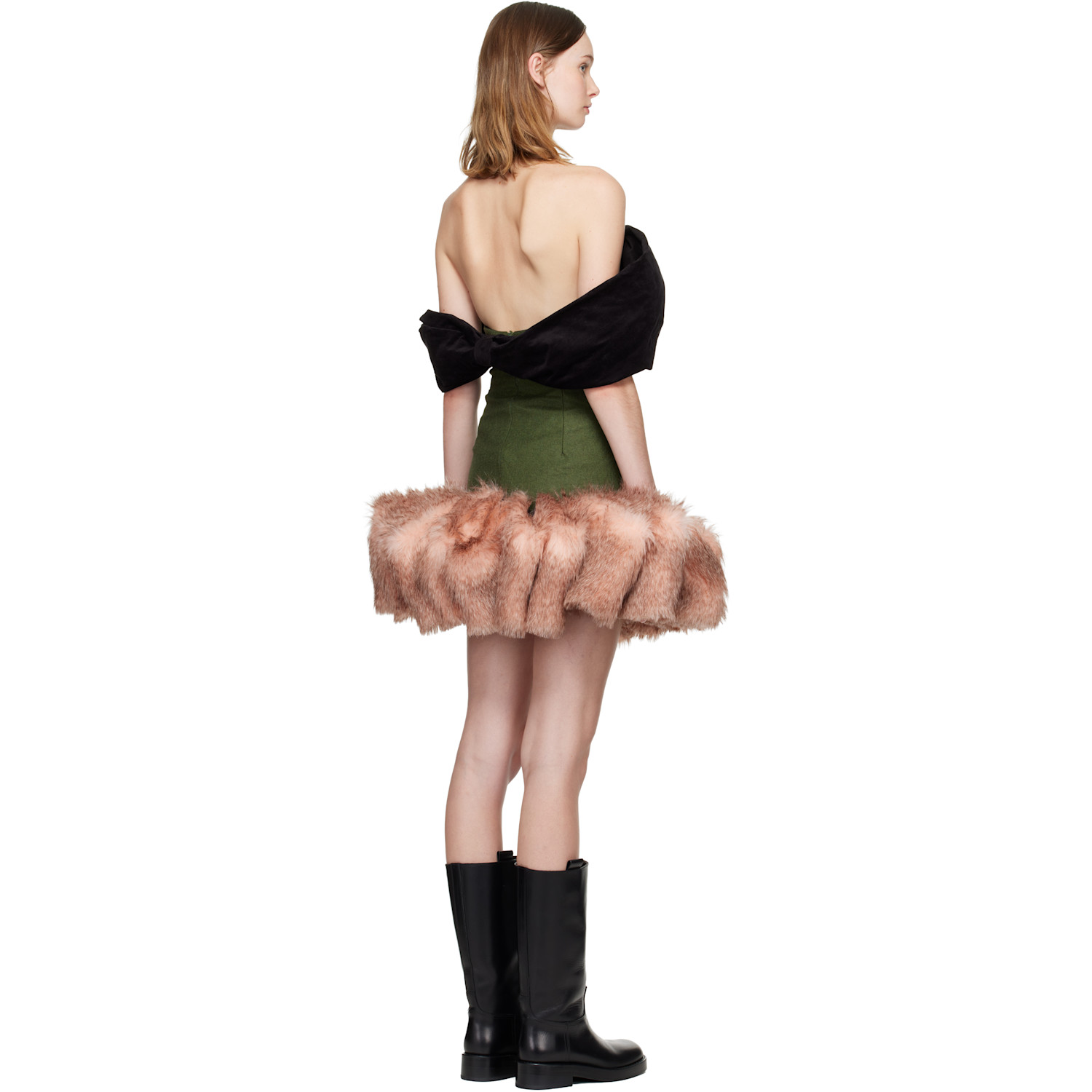  Laura Andraschko Green & Pink Bow Loden Minidress 