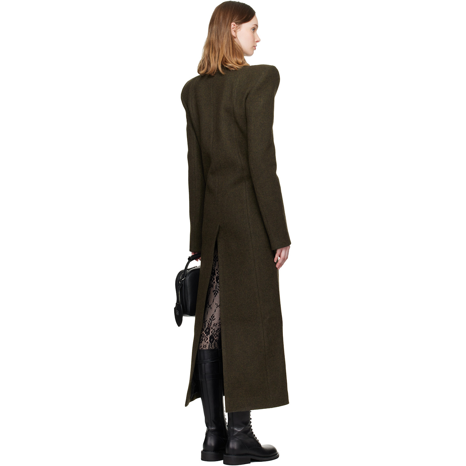  Laura Andraschko Khaki Pagoda Loden Maxi Coat 