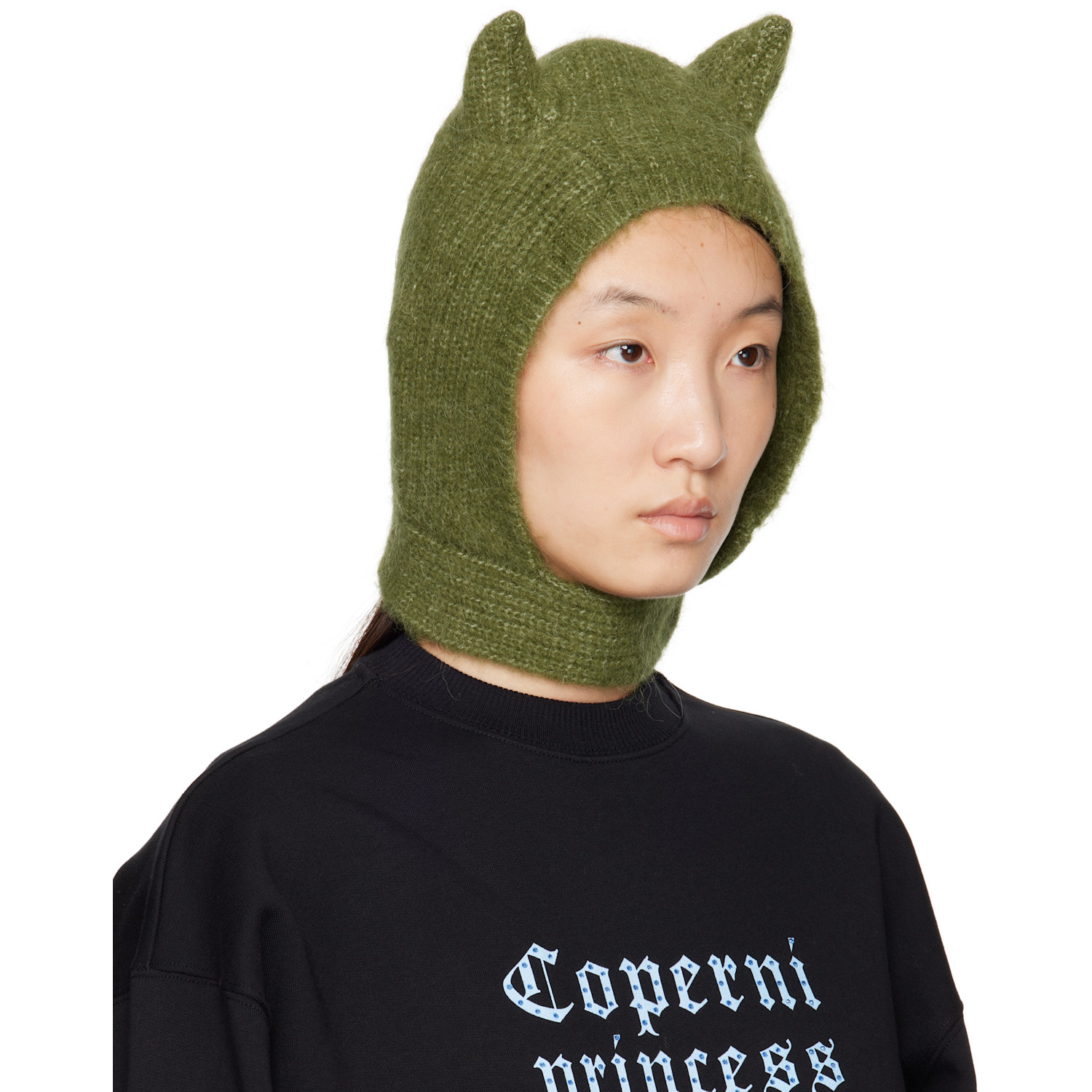  Coperni Green Knitted Horn Beanie 