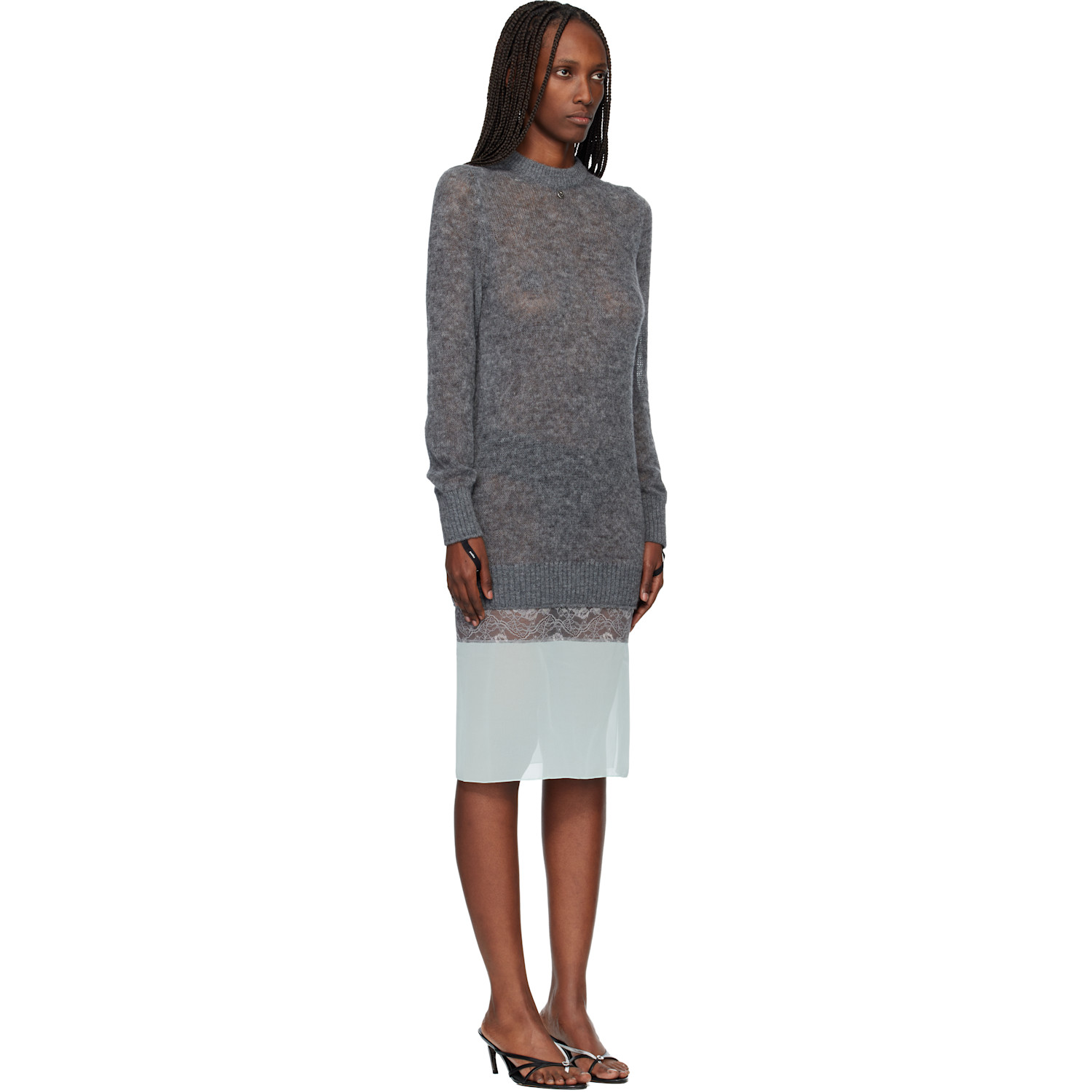  Coperni Gray & Green Multi-layer Pullover Midi Dress 