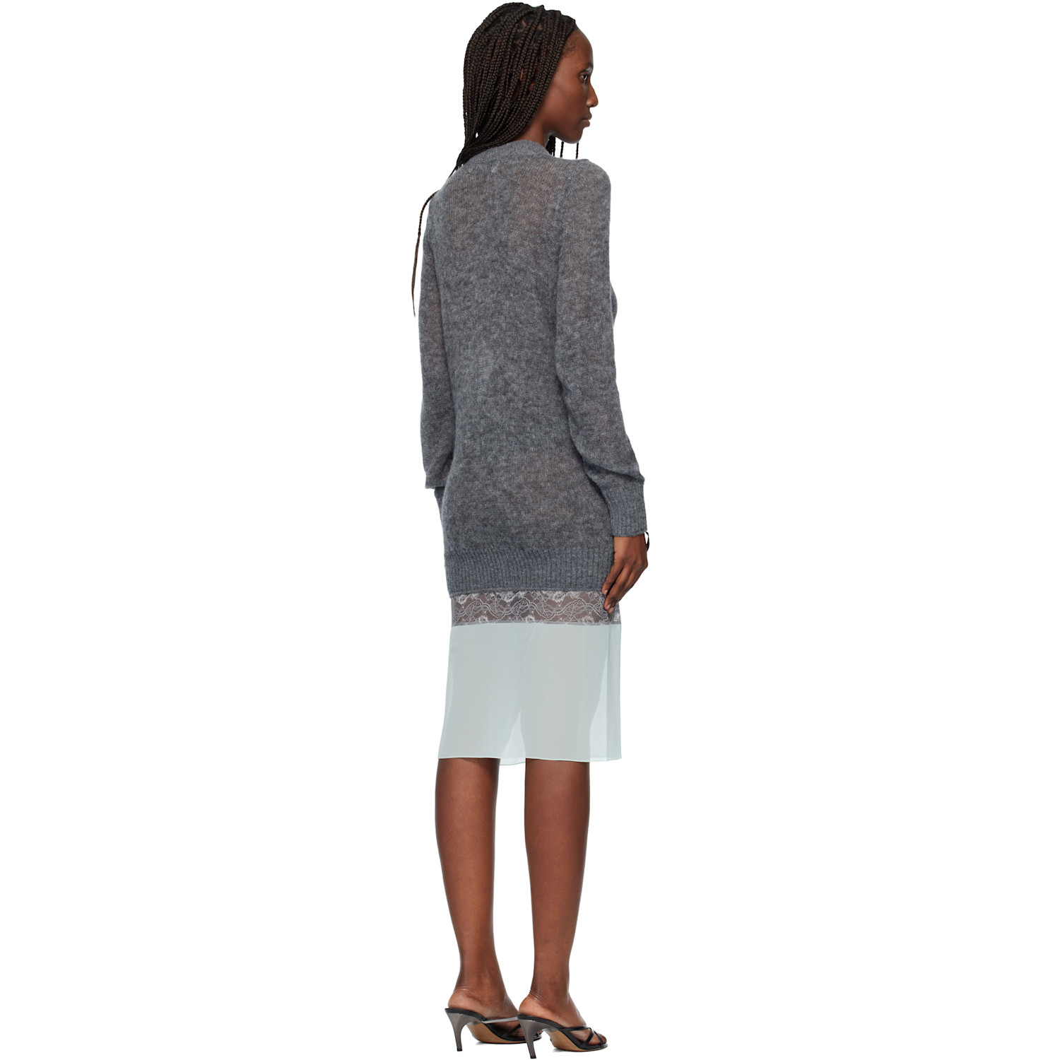  Coperni Gray & Green Multi-layer Pullover Midi Dress 