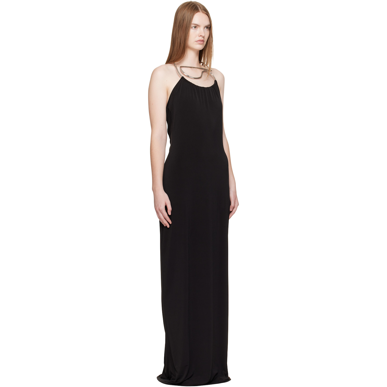  Coperni Black Logo Necklace Maxi Dress 