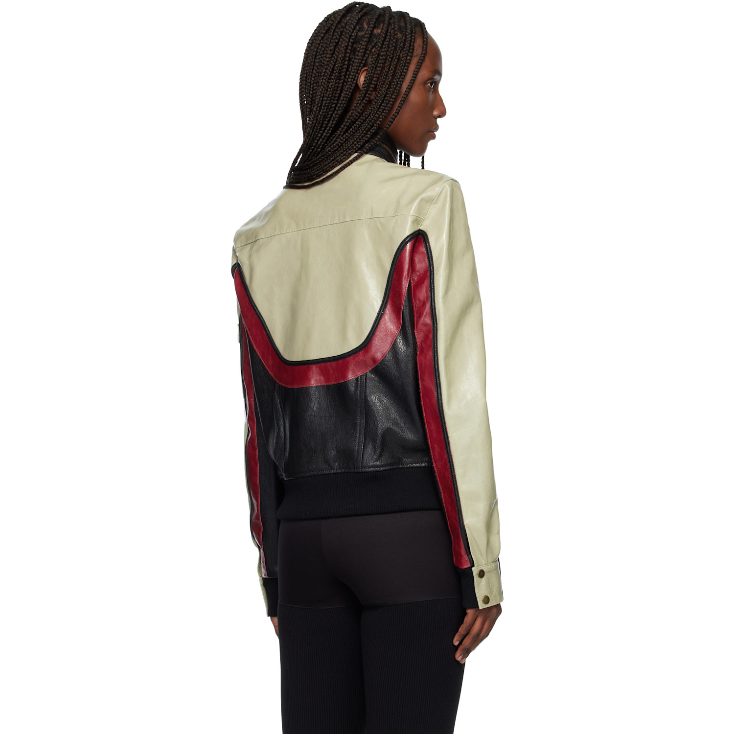  Coperni Beige & Black C-logo Leather Jacket 